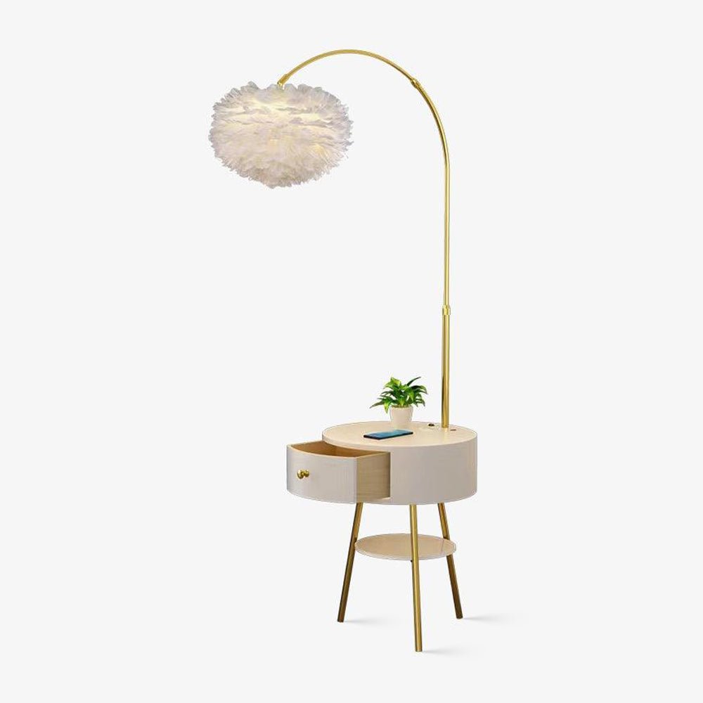Feather Drawer Floor Lamp - Modern Boho Bedroom Lighting for Living Room, Nursery & Office - Soft Ambient Light for Relaxation & Decor