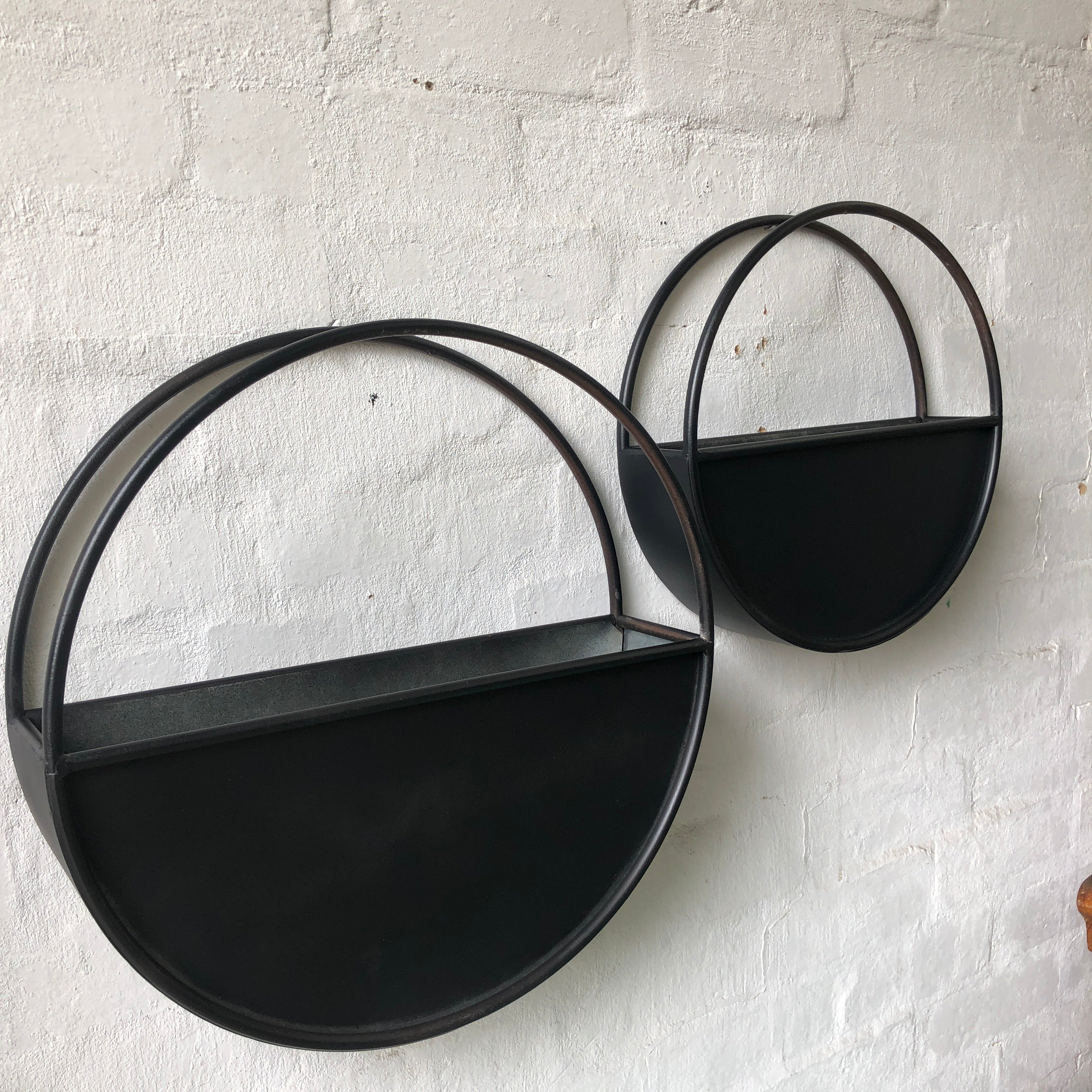 Black Half Moon Wall Planter - Modern Metal Hanging Planter for Indoor & Outdoor Plants - Perfect for Home, Garden, Patio, and Balcony Decor