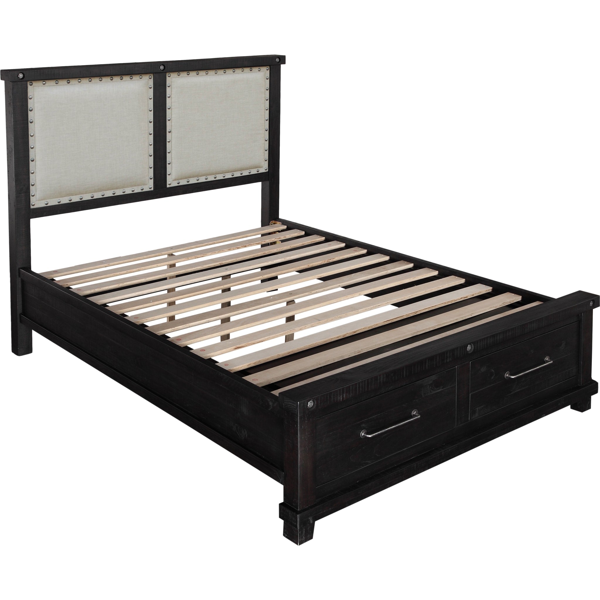 Yosemite Upholstered Footboard Storage Bed in Cafe Brown - Queen Size Platform Bed with Underbed Storage Drawers for Small Space Bedroom Furniture