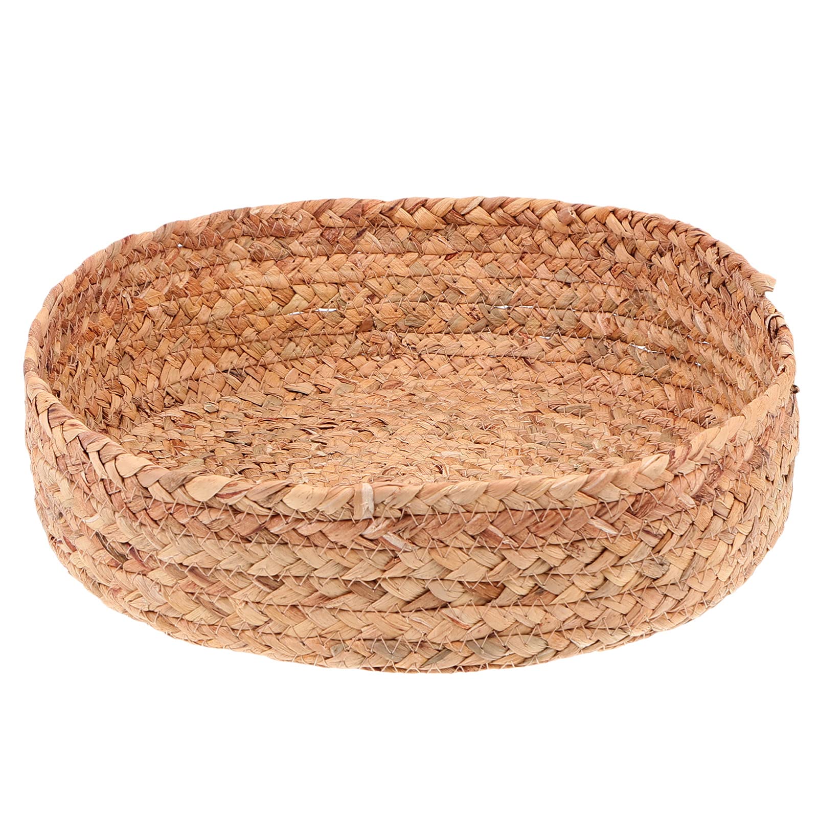 Handmade Woven Rattan Storage Basket - Round Wicker Basket Tray for Fruits, Bread, Vegetables | Natural Home Decor Organizer for Kitchen Countertop, Bathroom, Living Room & Bedroom