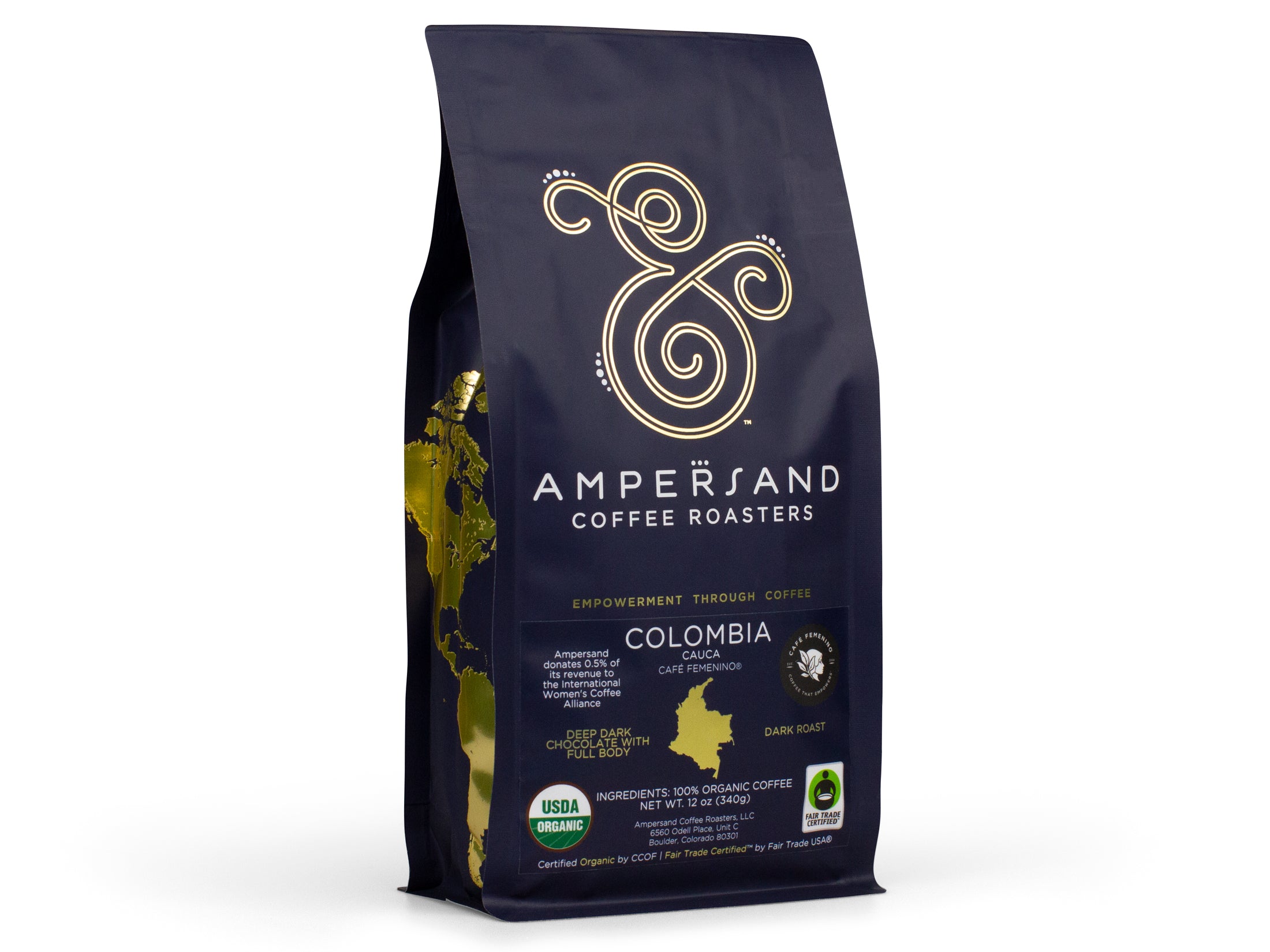 Premium Colombia Fair Trade Organic Coffee Beans - 12 oz Bag for Fresh Brewing at Home or Office