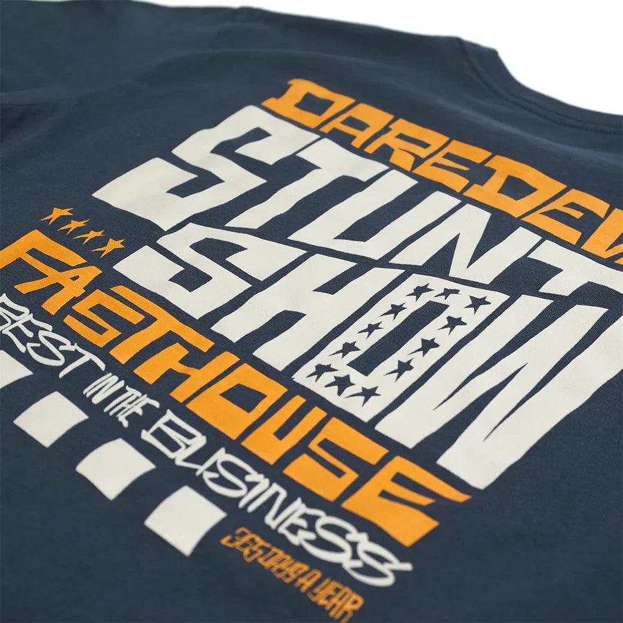 Stunt Show SS Tee - Premium Indigo Short Sleeve T-Shirt for Men | Casual Streetwear & Motorcycle Riding Apparel