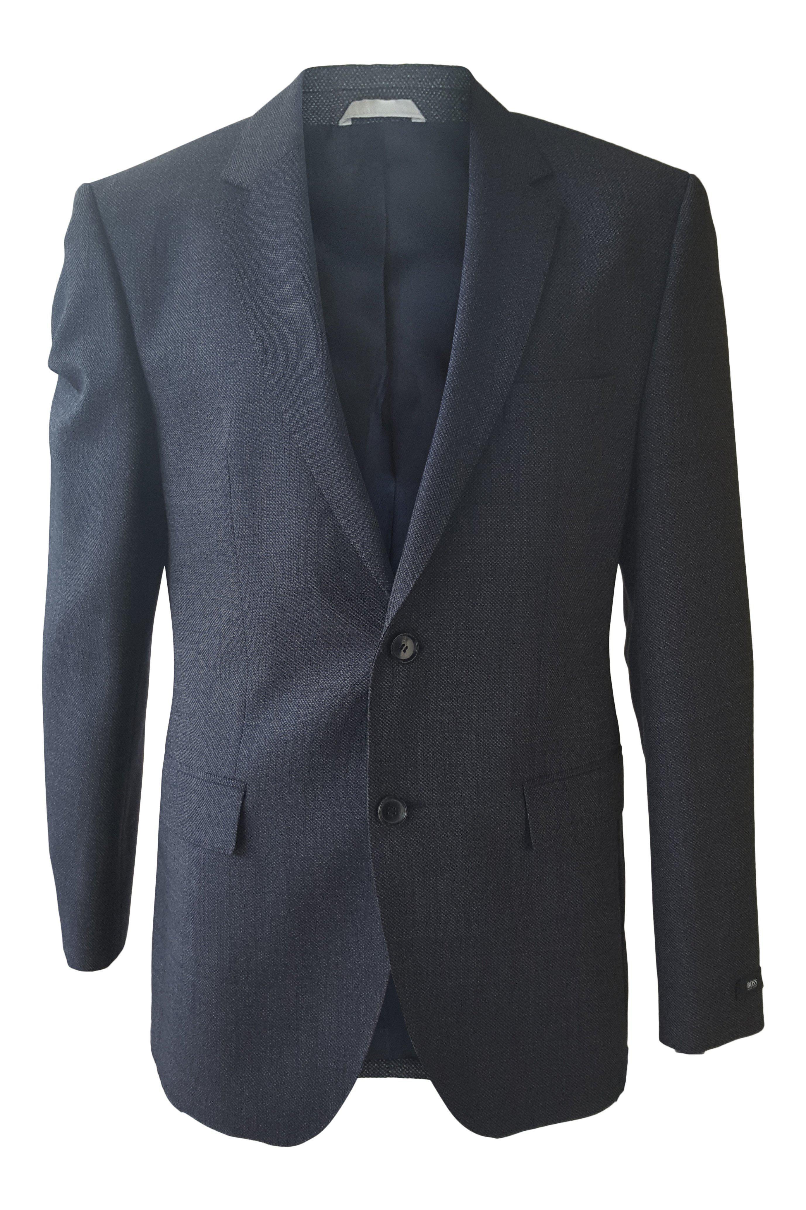 HUGO BOSS Men's Slim Fit Dark Blue Wool Blend Single Breasted Suit Jacket - 40R Regular Size | Perfect for Business Meetings, Weddings & Formal Occasions