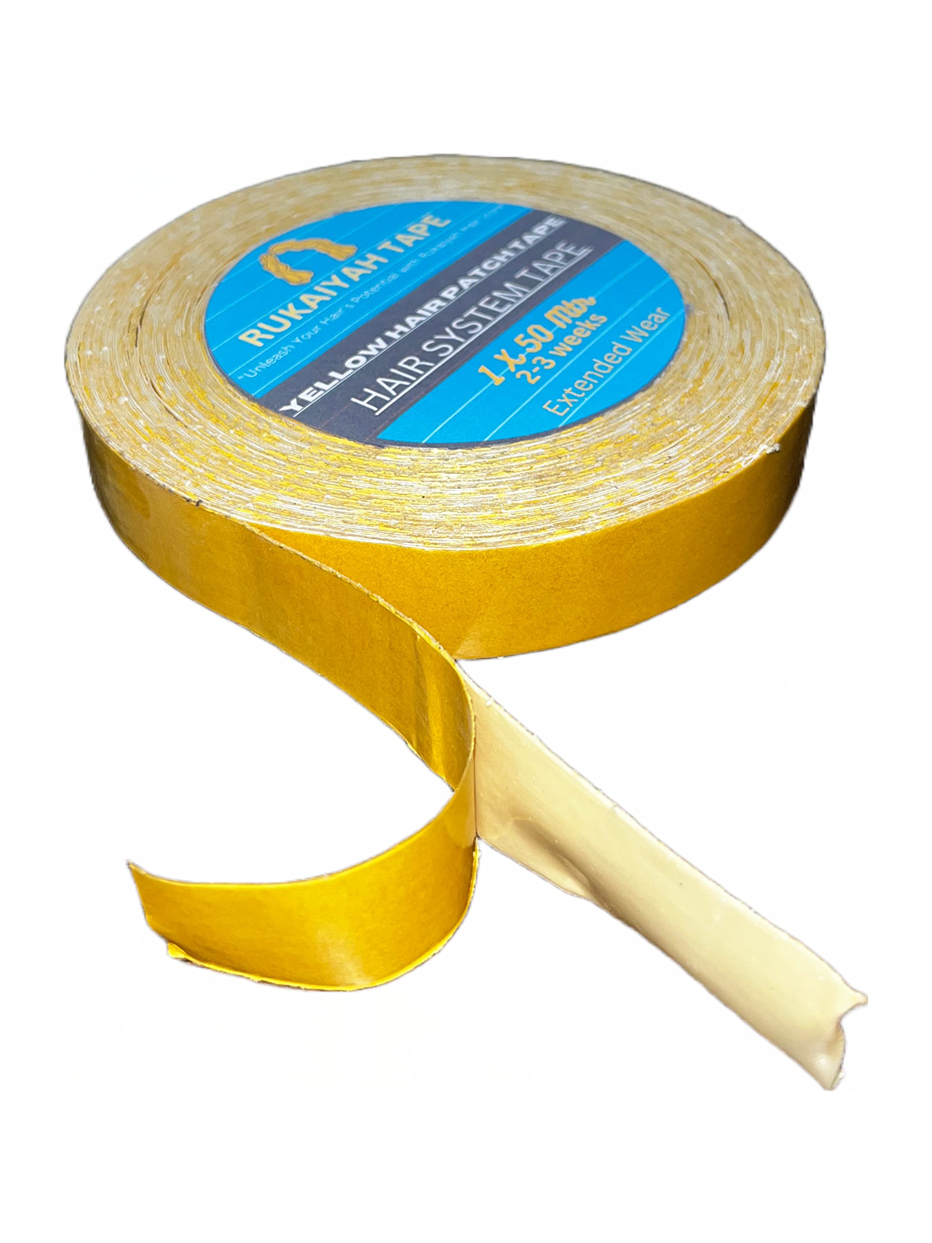 Rukaiyah 45M Strong Hold Yellow Double-Sided Waterproof Tape for Hair Patch & Toupees - Ultra-Strong Adhesive Lasts 1 Week, Scalp-Friendly & Comfortable - Perfect for Daily Use, Cosplay, Weddings & Special Events