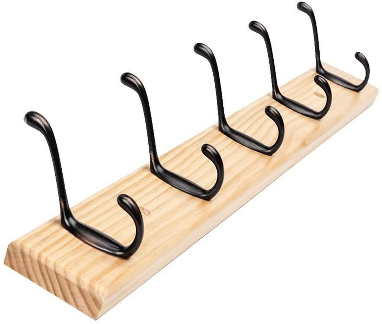 Farmhouse Coat Rack with 4 Modern Hooks - Wall Mounted Entryway Organizer for Bathroom, Closet & Hallway - Rustic Home Decor (61cm, Natural) - Perfect for Small Spaces & Apartment Living