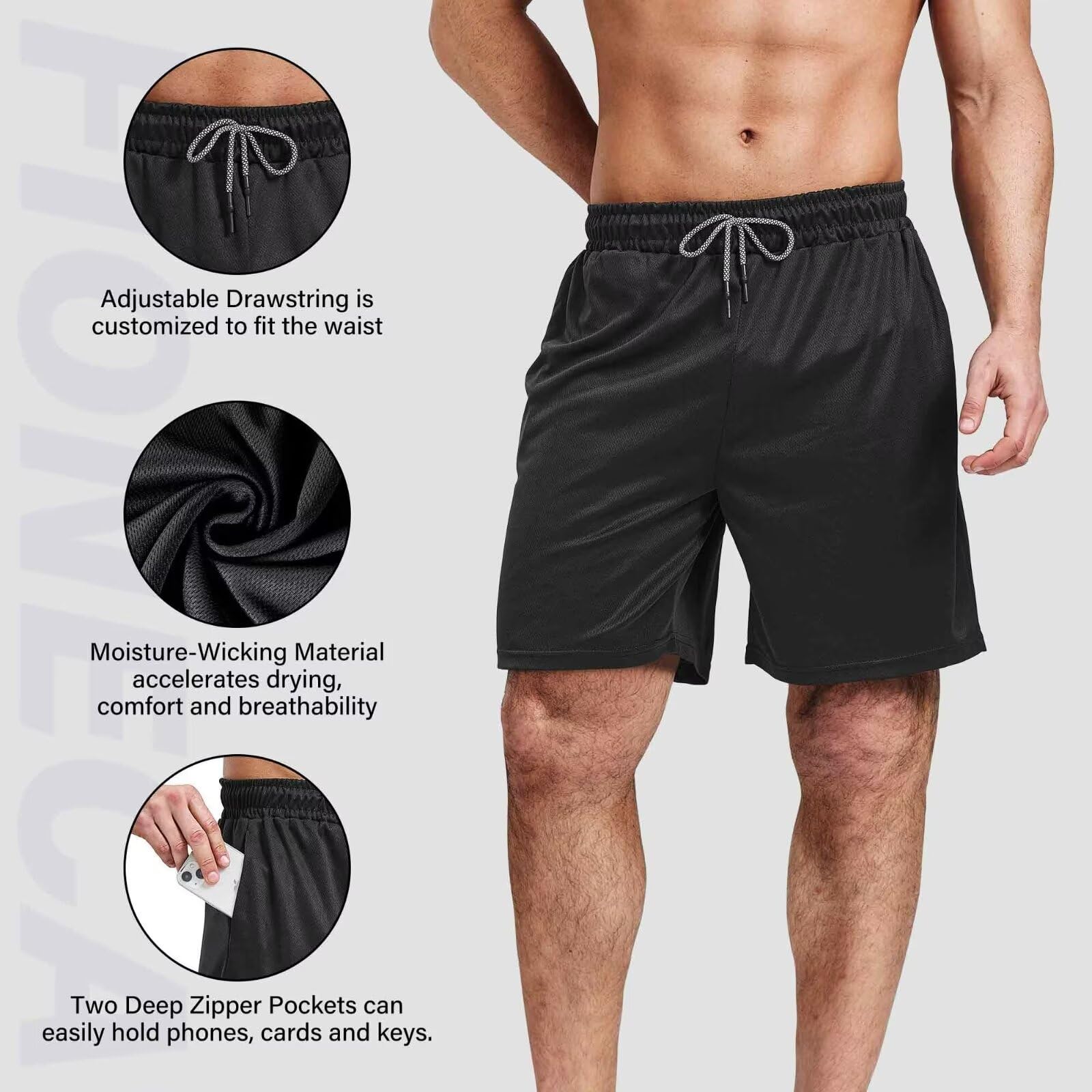 5 Pack Men's 7 Inch Gym Shorts - Breathable Dry Fit Running Shorts with Mesh Lining & Pockets for Workout, Training, Jogging - Perfect for Gym, Running, Basketball & Outdoor Sports