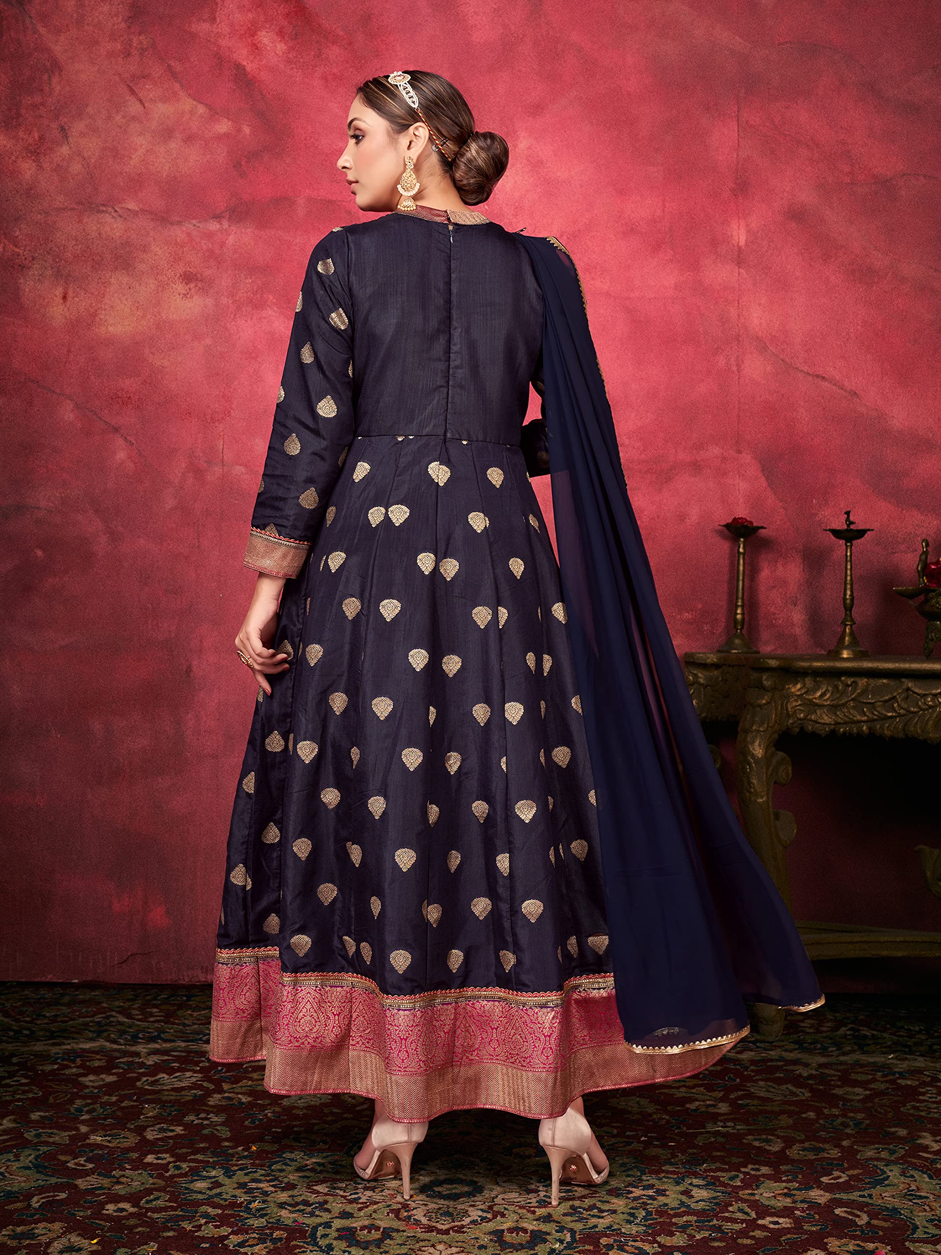Plus Size Indian Pakistani Kurti for Women with Dupatta | Art Silk Woven Kurta Kurtis Dress - Elegant & Comfortable Ethnic Wear for Parties, Weddings & Festivals