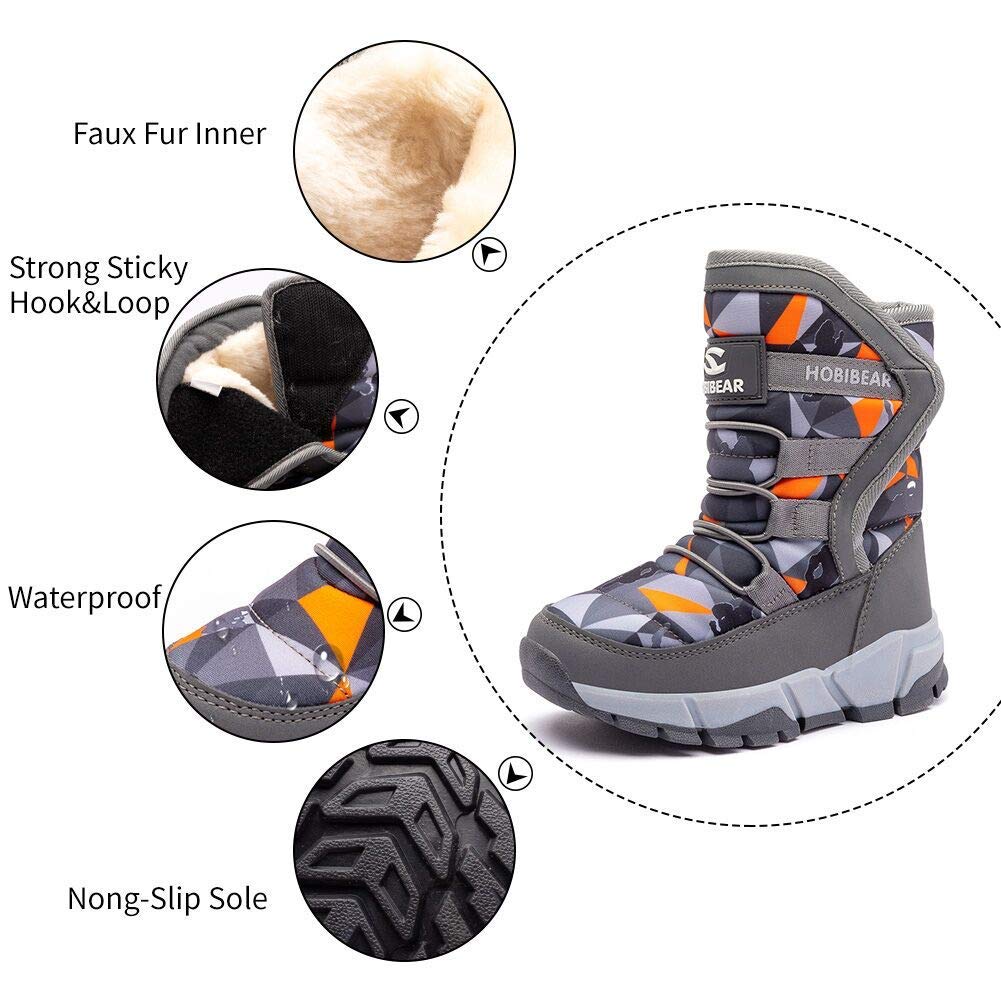 GUBARUN Boys Snow Boots - Waterproof Winter Boots for Kids with Slip-Resistant Sole | Cold Weather Shoes for Toddler, Little Kid & Big Kid | Ideal for Snow Play, Hiking & Outdoor Winter Activities
