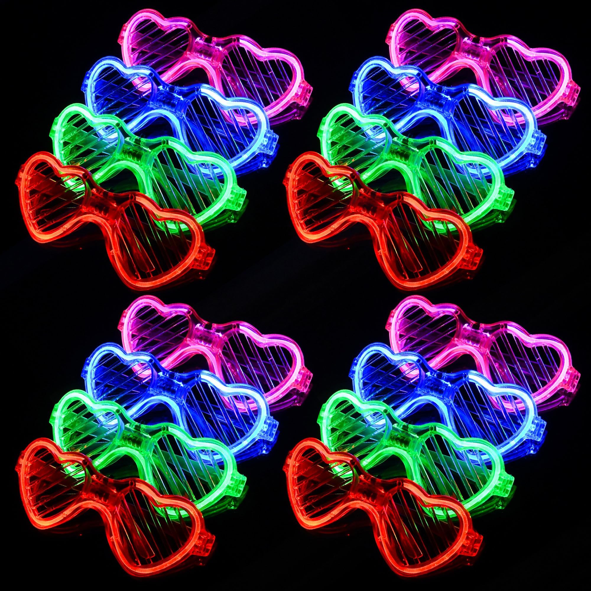 Fsmiling 24 Pack LED Light Up Glasses for Adults - Glow in The Dark Party Supplies, Party Favors for Halloween, Raves, Concerts & Night Events