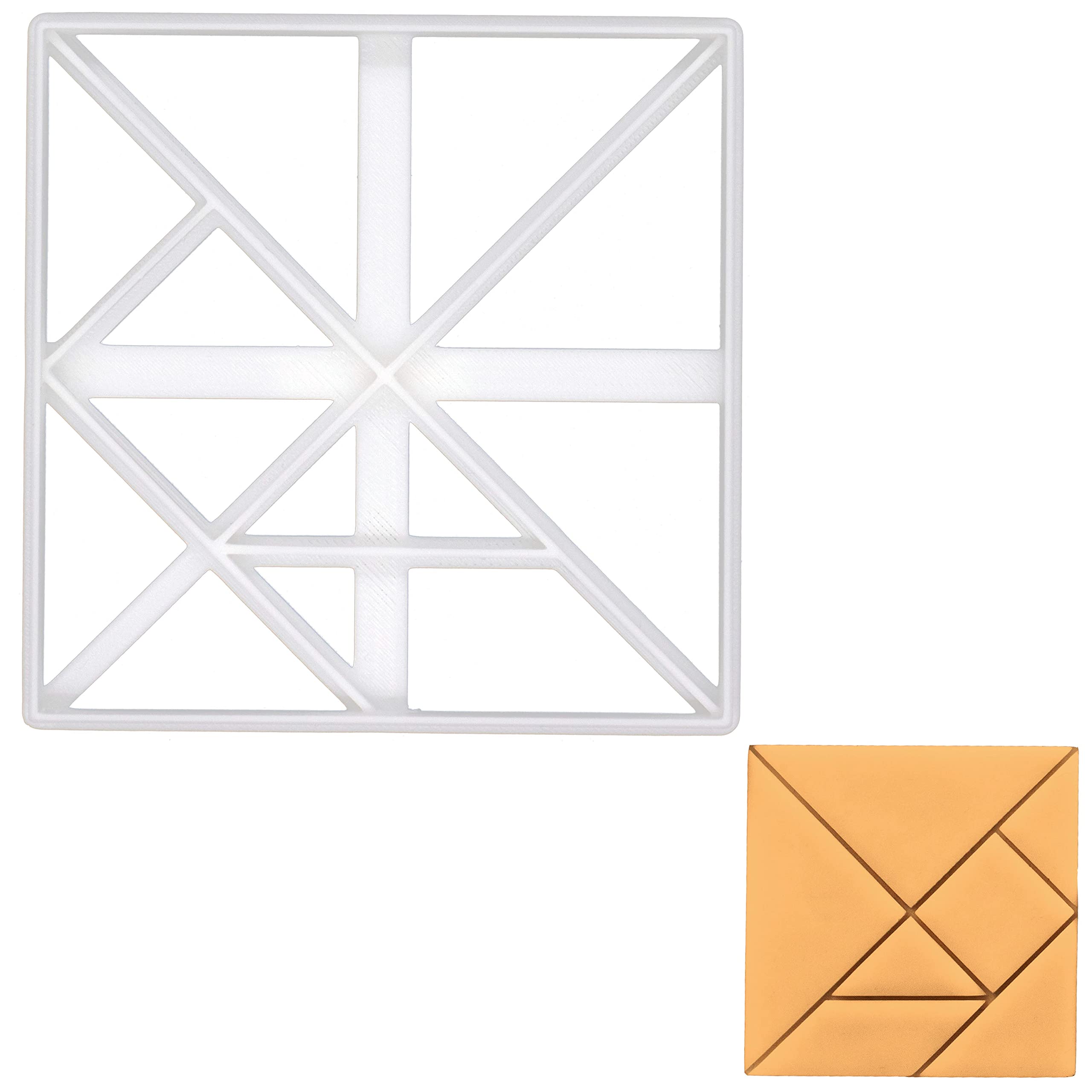 Square Tangram Cookie Cutter - 1 Piece Stainless Steel Baking Tool for Creative Cookies, Cakes & Pastries | Perfect for DIY Desserts, Kids Baking Activities & Geometric-Shaped Treats