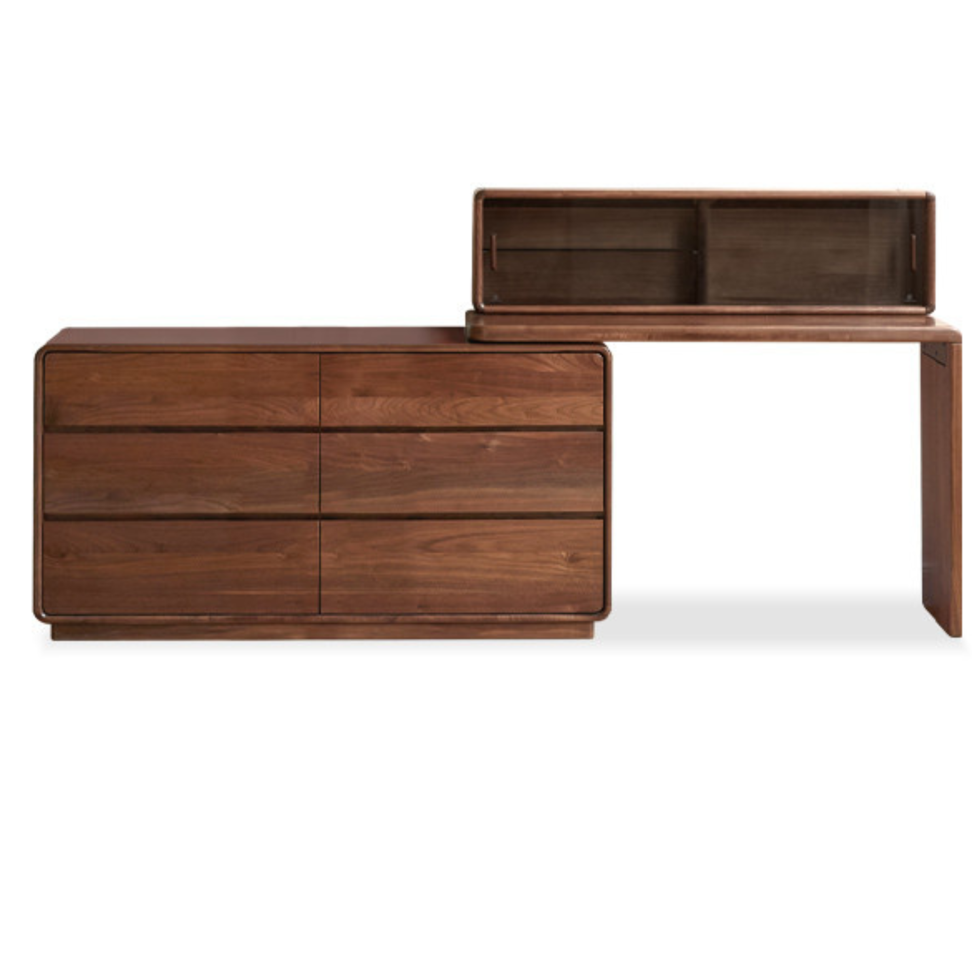 Premium Black Walnut & Golden Sandalwood Solid Wood Extendable Vanity Dressing Table - Perfect for Bedroom Makeup, Beauty Salon & Home Decor