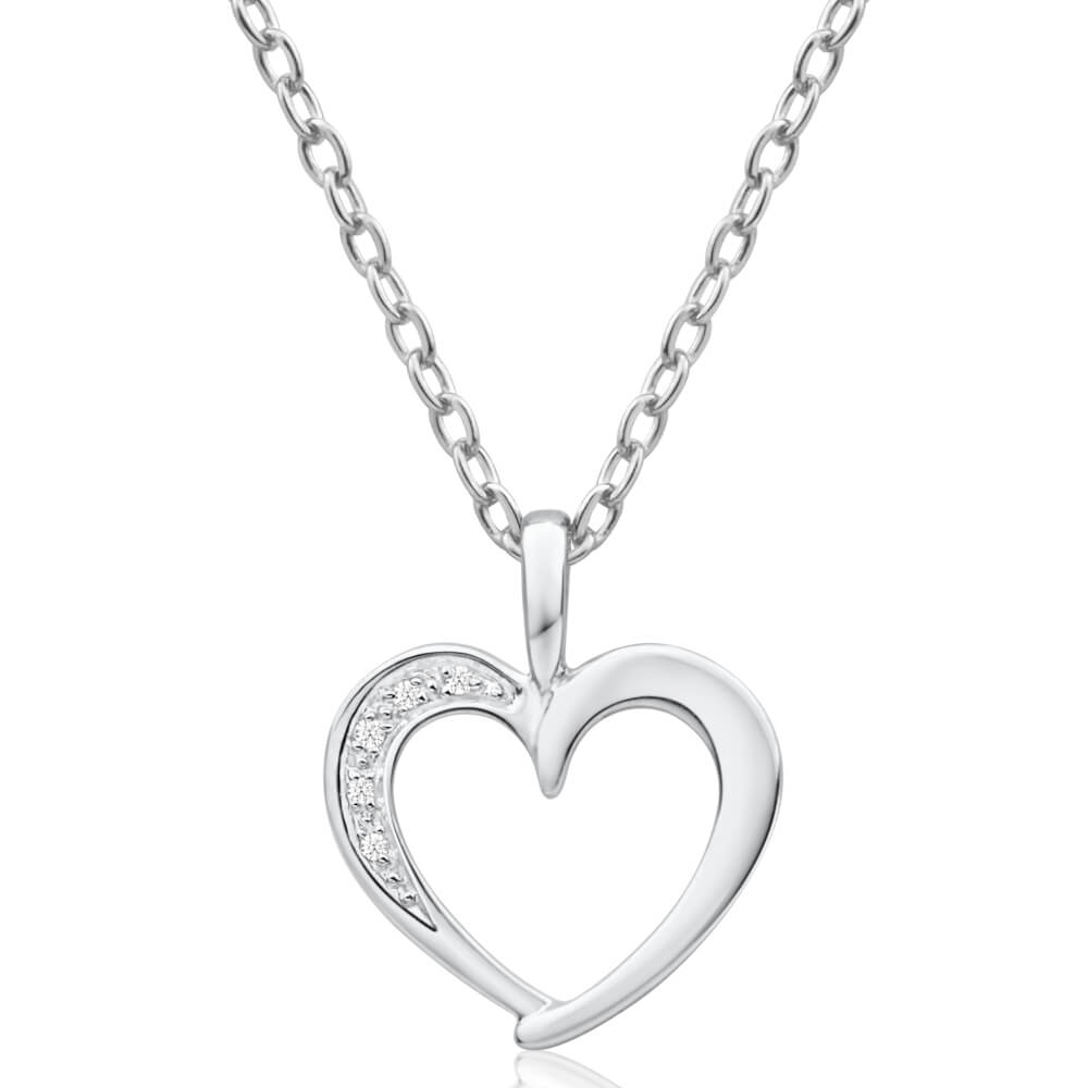 9ct White Gold Diamond Heart Pendant Necklace for Women - Elegant Jewelry Gift for Valentine's Day, Anniversary & Special Occasions