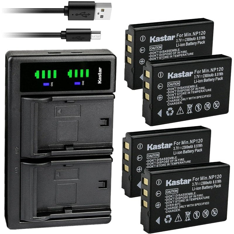 Kastar NP 120 Replacement Battery & LTD2 Dual Charger for Minolta Maxxum/Dynax Cameras - Perfect for Travel Photography and Professional Shoots