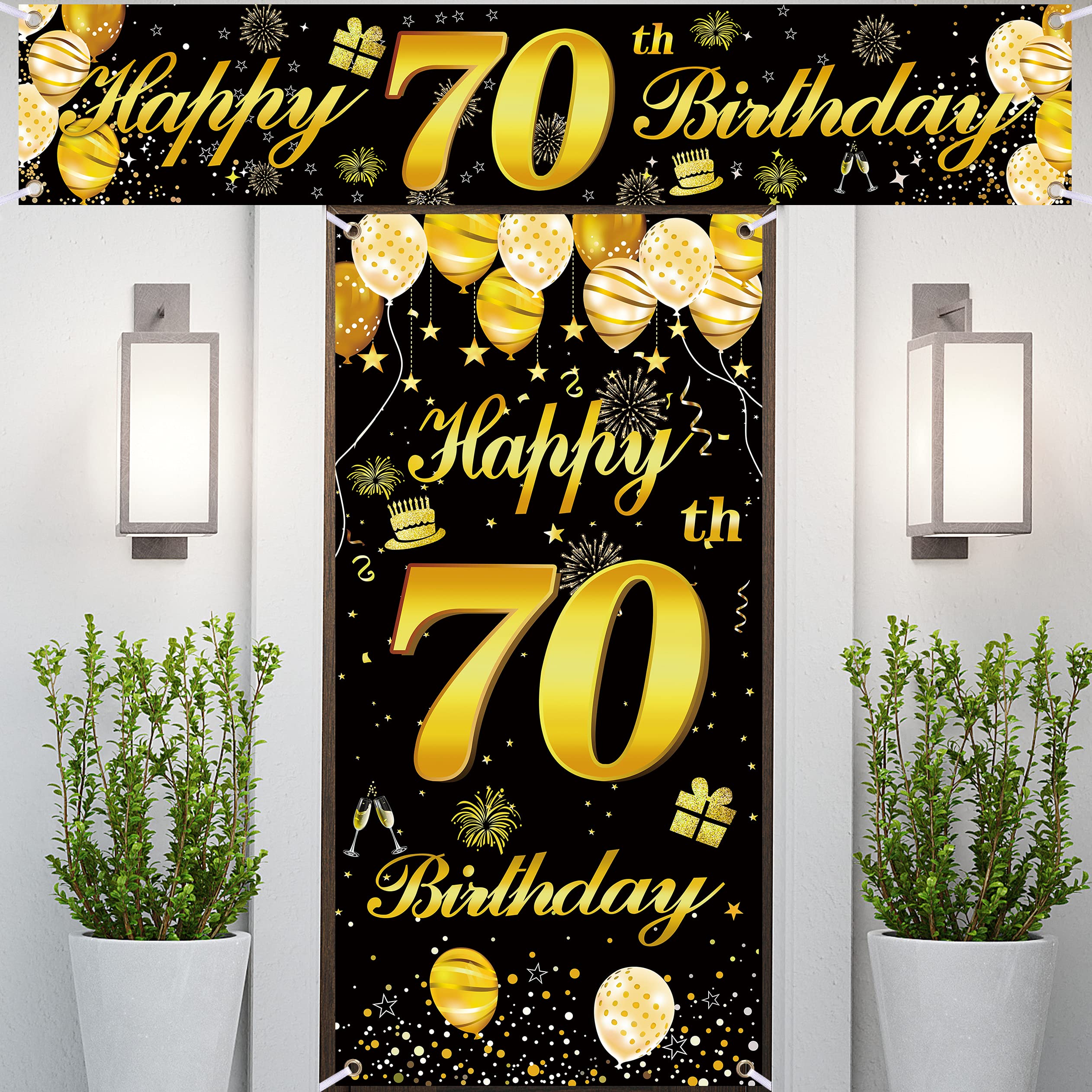 70th Happy Birthday Banner for Men - Large Birthday Party Decorations, Door Sign, Backdrop - Perfect for Milestone Celebrations & Surprise Parties