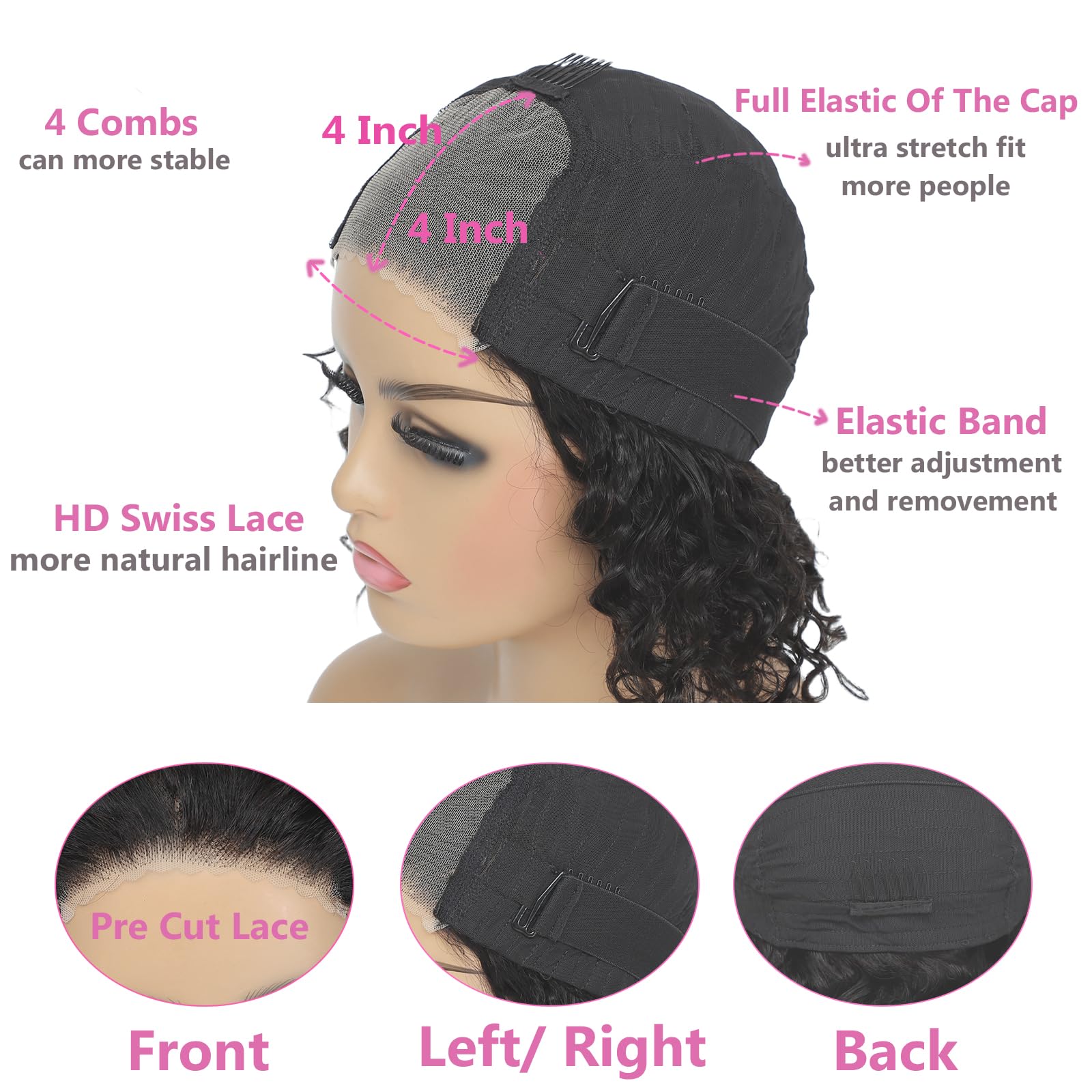 Wear And Go Glueless Human Hair Wigs for Black Women - 150% Density 28inch Deep Curly 4x4 Lace Closure Wig | Pre Plucked, Pre Cut, Ready to Wear | Perfect for Beginners, Daily Use & Special Occasions