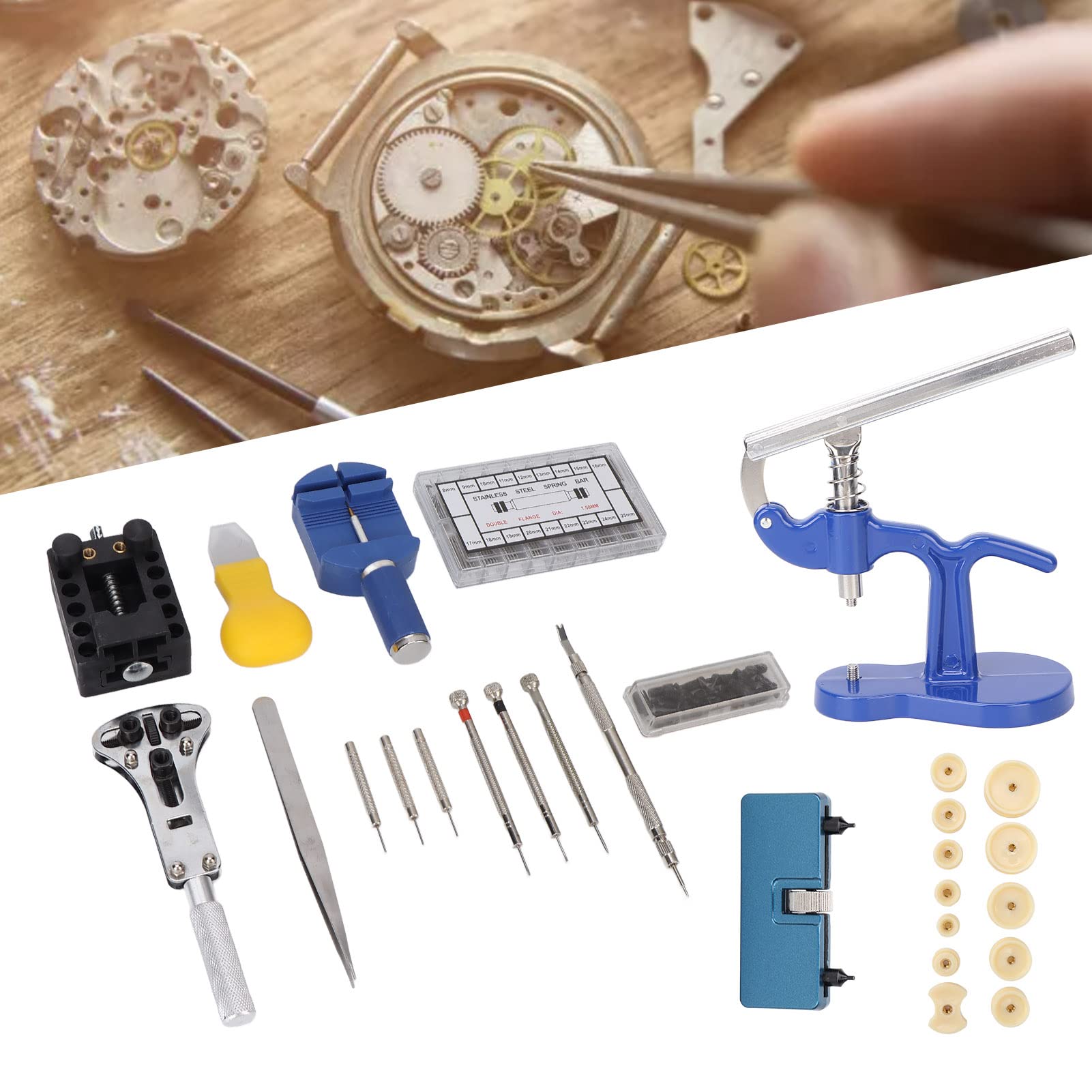 514Pcs Complete Watch Repair Kit with Case Opener, Battery Replacement Tools & Spring Tool - Professional Watch Band Link Pin Tool Set in Carrying Case | Perfect for Watchmakers, DIY Enthusiasts & Jewelry Repair