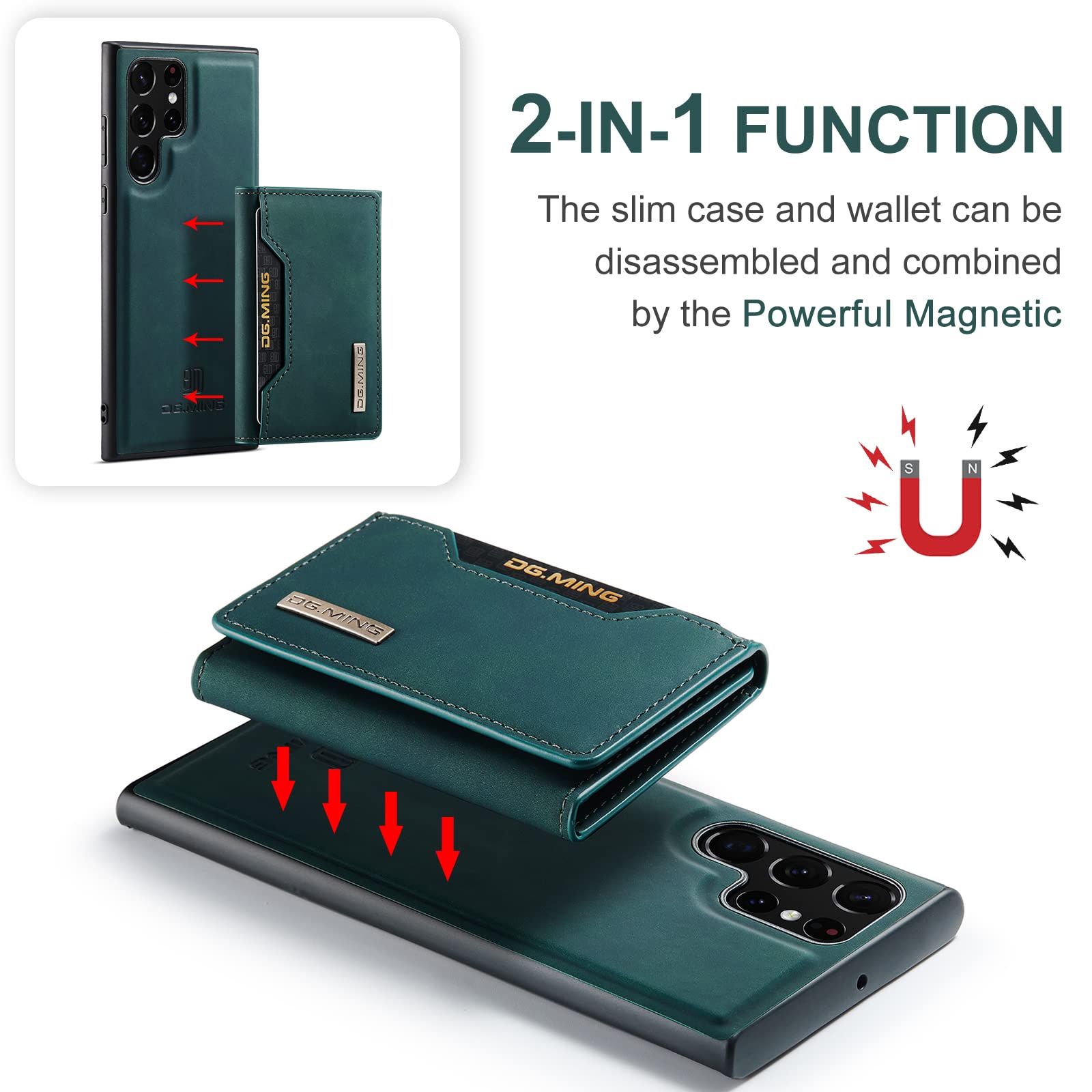 Premium Magnetic Leather Wallet Case for Samsung Galaxy S22 Ultra (6.8