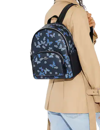 Coach Court Backpack with Butterfly Print - Stylish Women's Leather Backpack for Work, School & Travel | Perfect Gift for College Students & Professionals