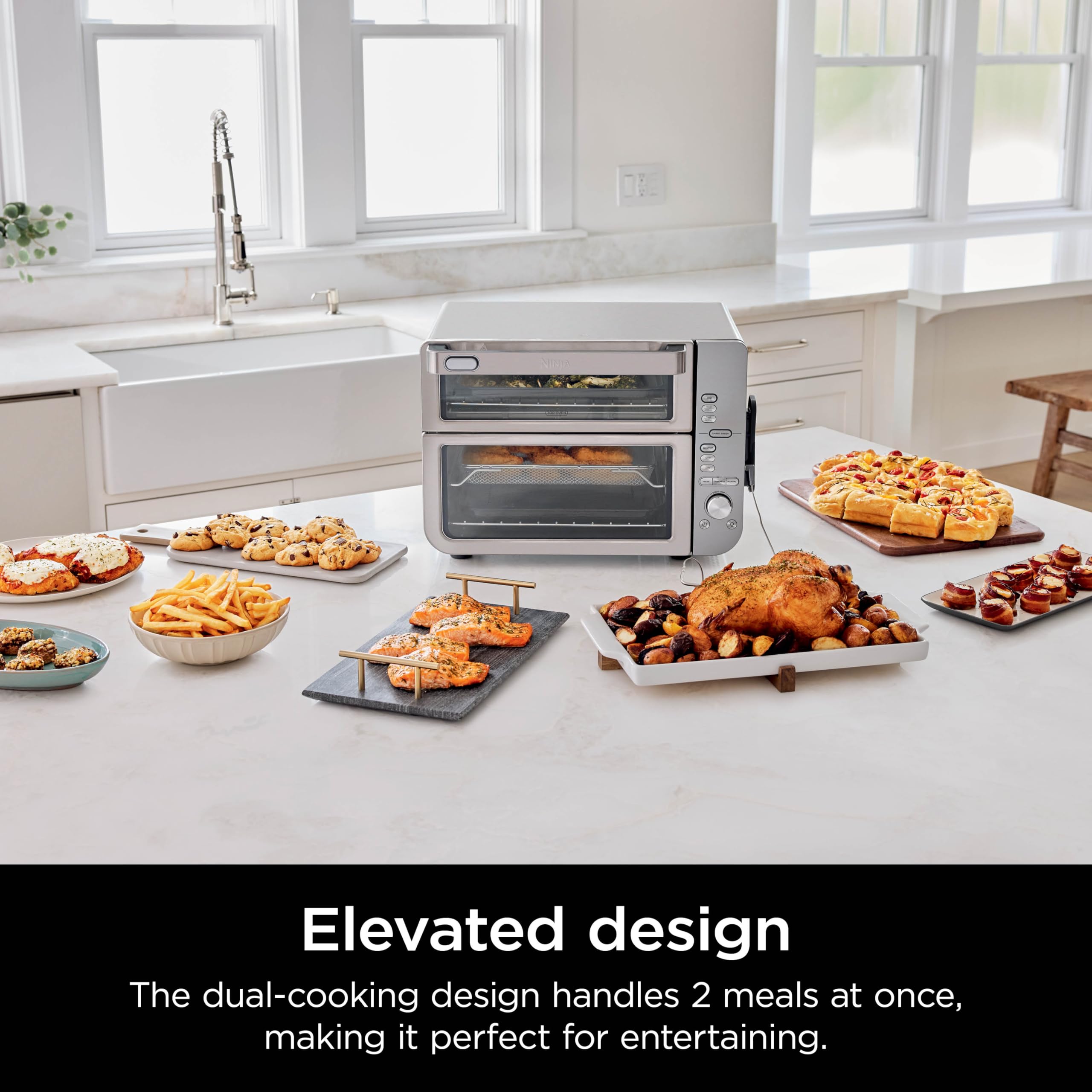 Ninja DCT651 XL Countertop Oven with Air Fryer - 12-in-1 Smart Toaster Oven, DualZone Technology, FlexDoor & FlavorSeal - Bake, Broil, Reheat, Toast - Perfect for Small Kitchens, Dorms & RV Cooking - Stainless Steel Pro Cook System