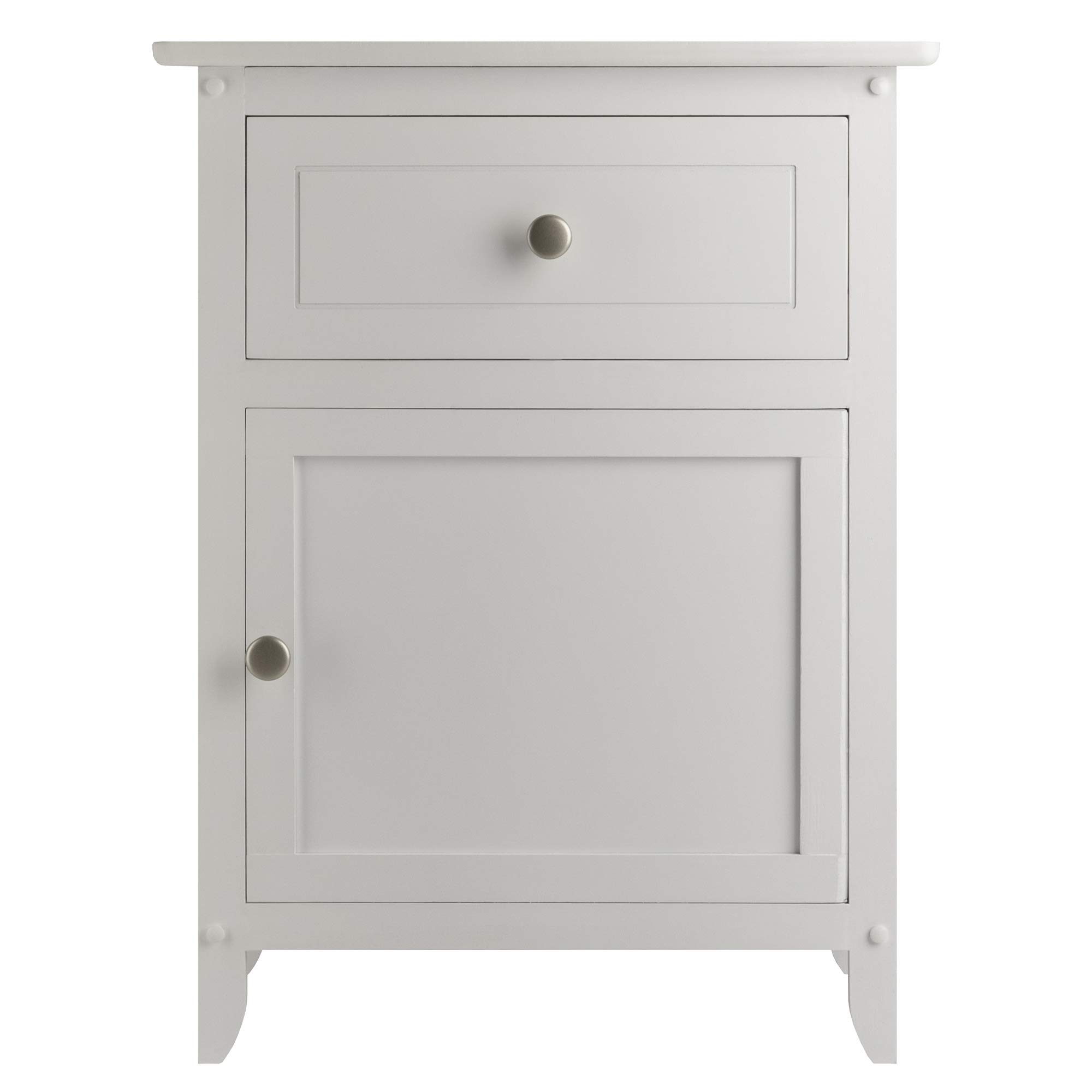 Winsome Wood White Nightstand with Drawer and Cabinet - Bedside Table with Storage for Bedroom, Living Room, Office | Compact Accent Table for Small Spaces