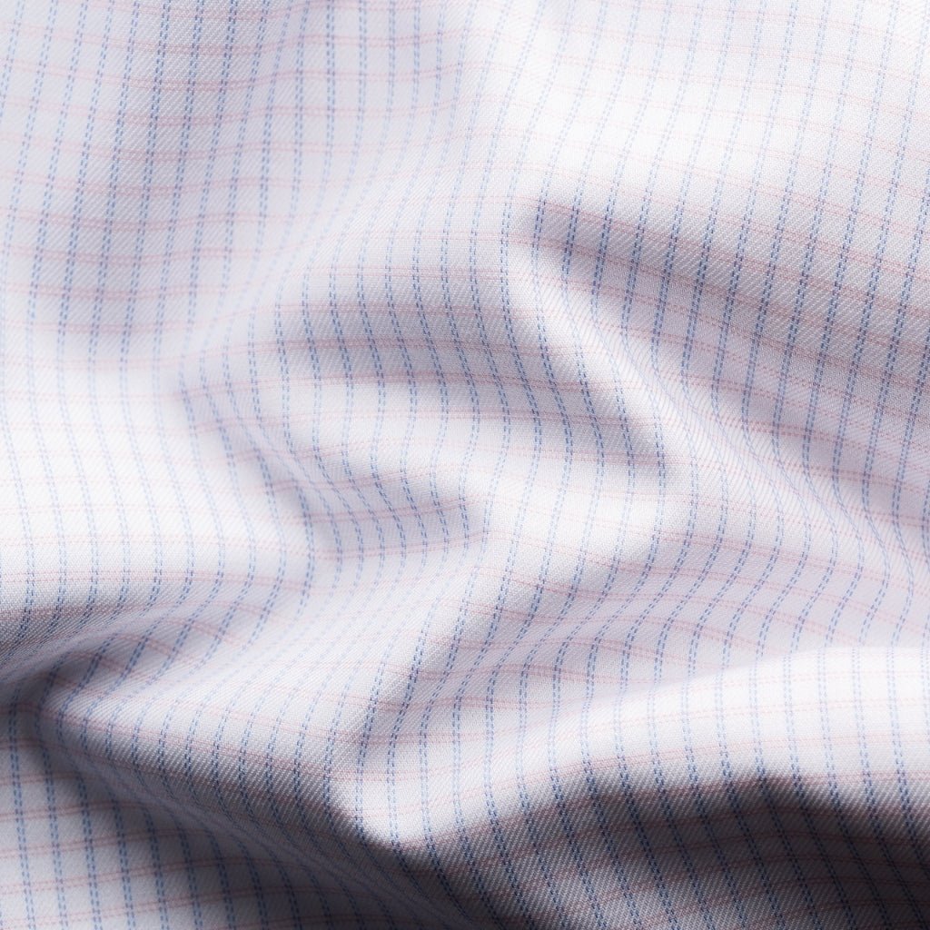 ETON Men's Check Cotton Tencel Dress Shirt - Slim Fit Single Cuff Business Casual Shirt in Pink | Perfect for Office, Wedding & Formal Occasions