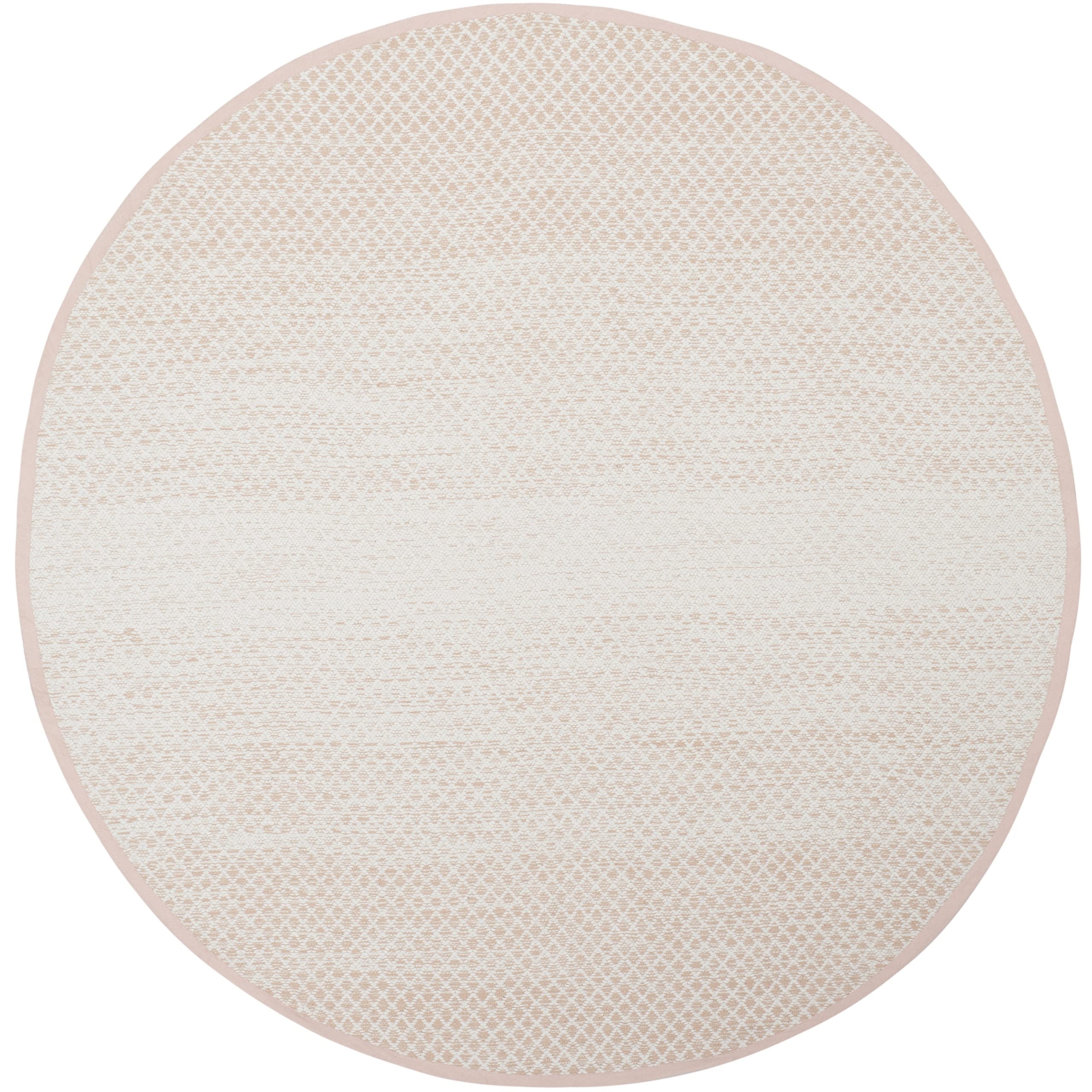 SAFAVIEH Montauk Collection 8' Round Beige/Ivory MTK601R Handmade Cotton Area Rug for Entryway, Foyer, Living Room, Bedroom & Kitchen - Soft & Durable Home Decor