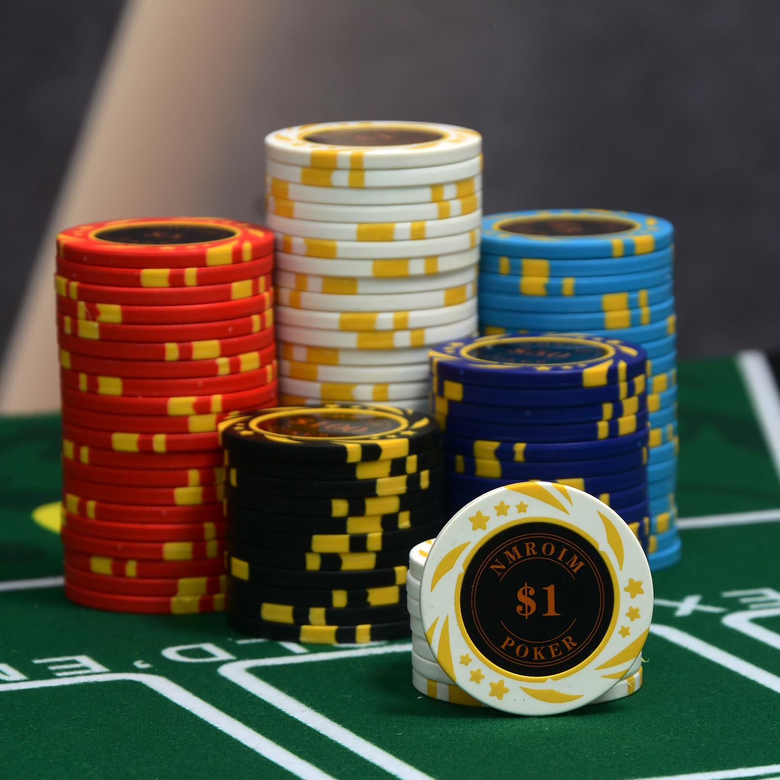 Premium 13.5g Clay Poker Chips Set - 40mm Casino Style Numbered Poker Chips (Pack of 50) - Ideal for Home Games, Poker Nights & Casino-Themed Parties
