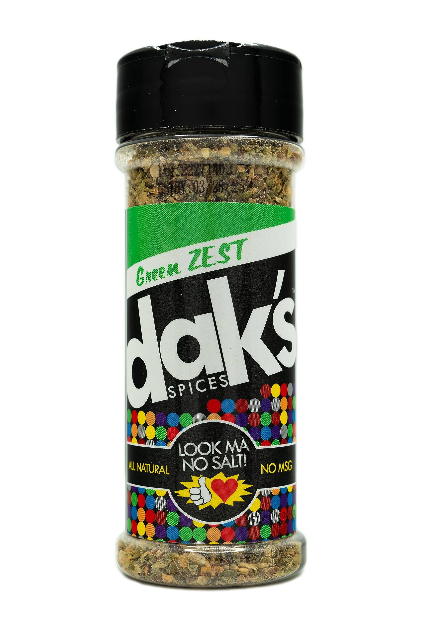 DAK's Spices Green Zest Seasoning Blend | 100% Natural Salt & Sugar Free | Premium Healthy Seasoning for Keto & Low Carb Diets | MSG Free, No Preservatives, No Potassium Chloride | Perfect for Clean Eating, Cooking, Grilling & Meal Prep | 1.5 oz Bottle | Great for Salads, Soups, Meats & Vegan Dishes