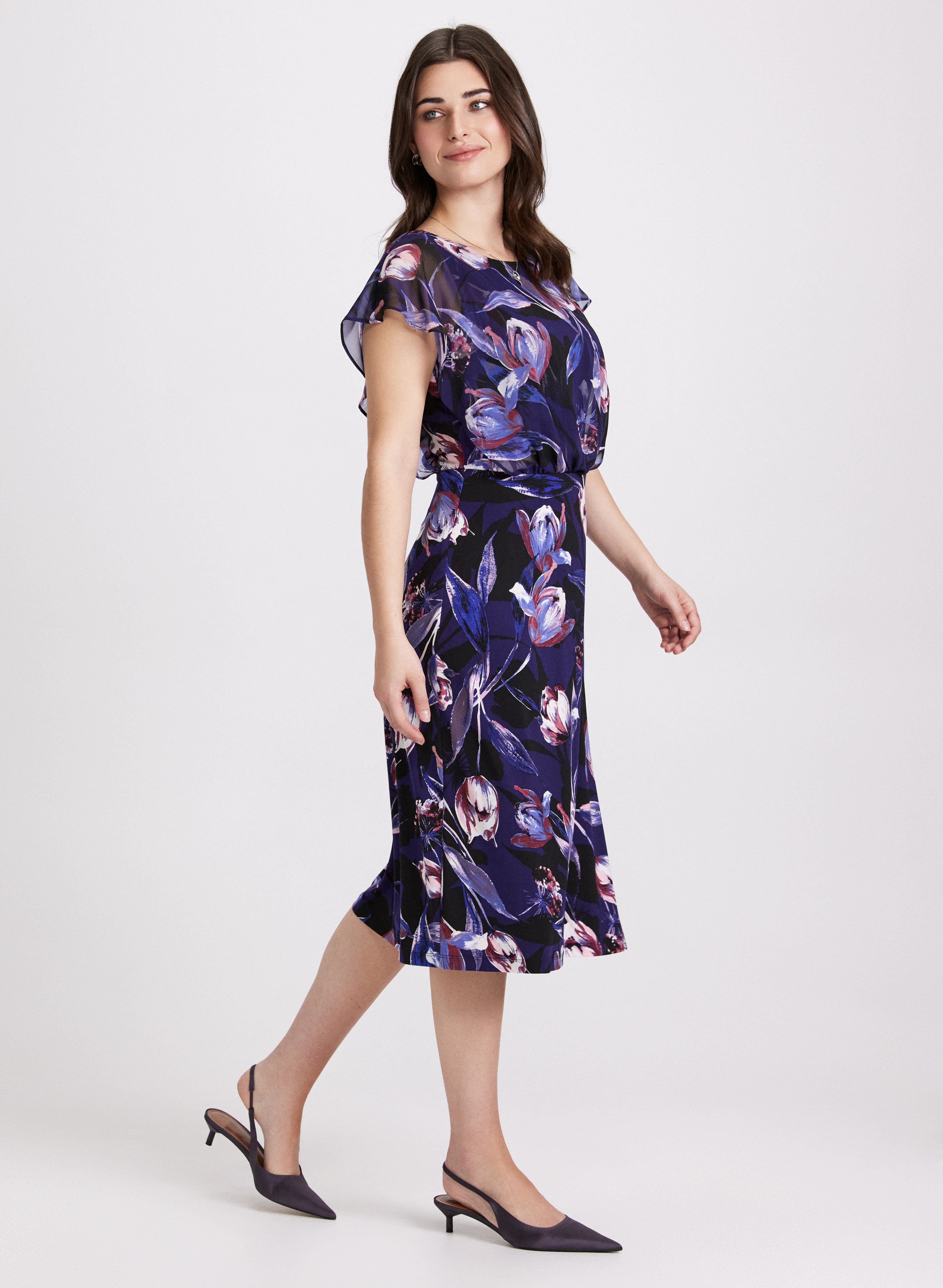 Floral Flutter Sleeve Dress for Women - Summer Boho Maxi Dress with Ruffle Sleeves - Perfect for Beach Vacations, Garden Parties & Date Nights