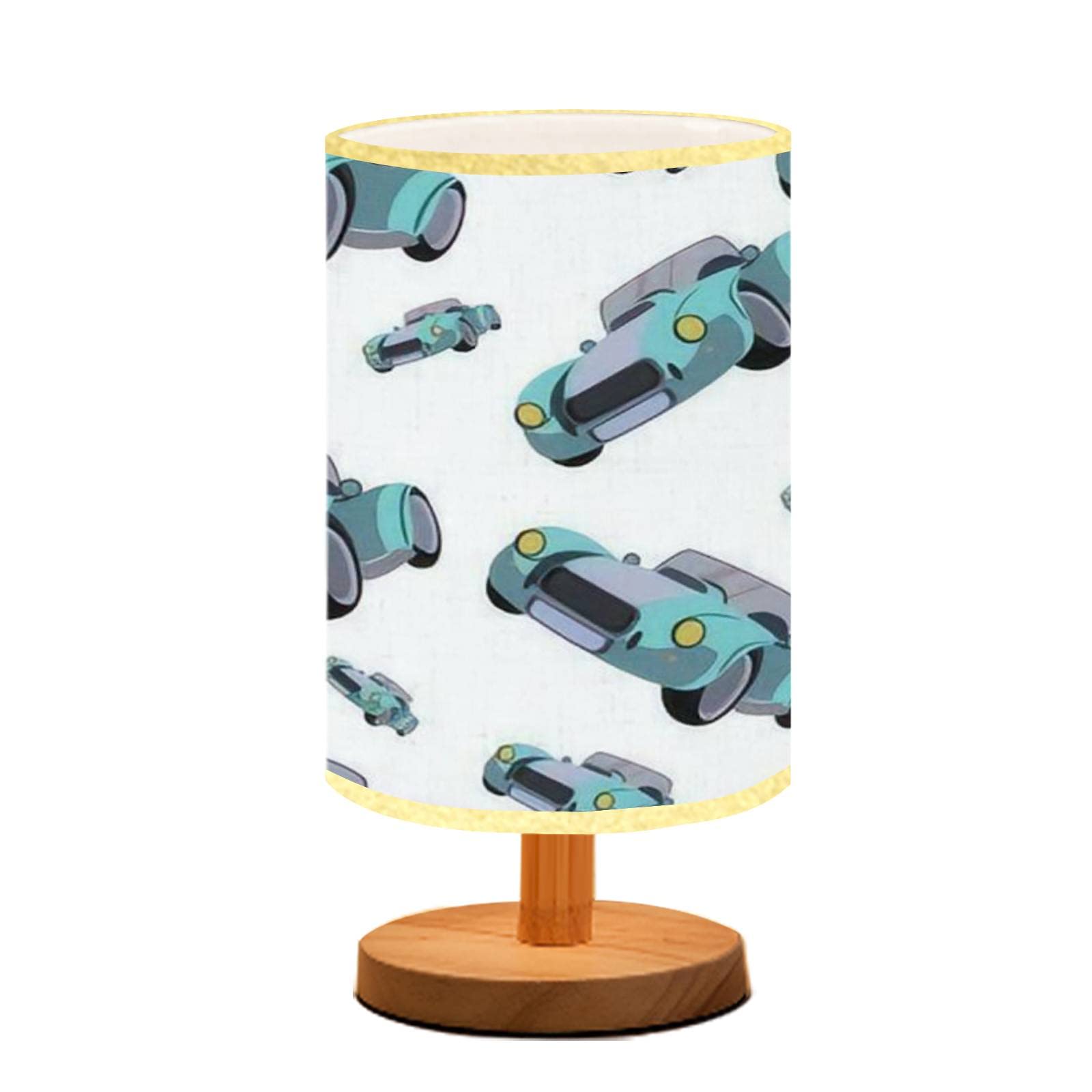 Classic Shelby Cobra Toy Car Bedside Table Lamp - Dimmable Wood Base with Flaxen Fabric Shade - Retro Children's Night Light for Bedroom, Living Room & Nursery - Perfect for Bedside Reading, Nighttime Comfort & Home Decor