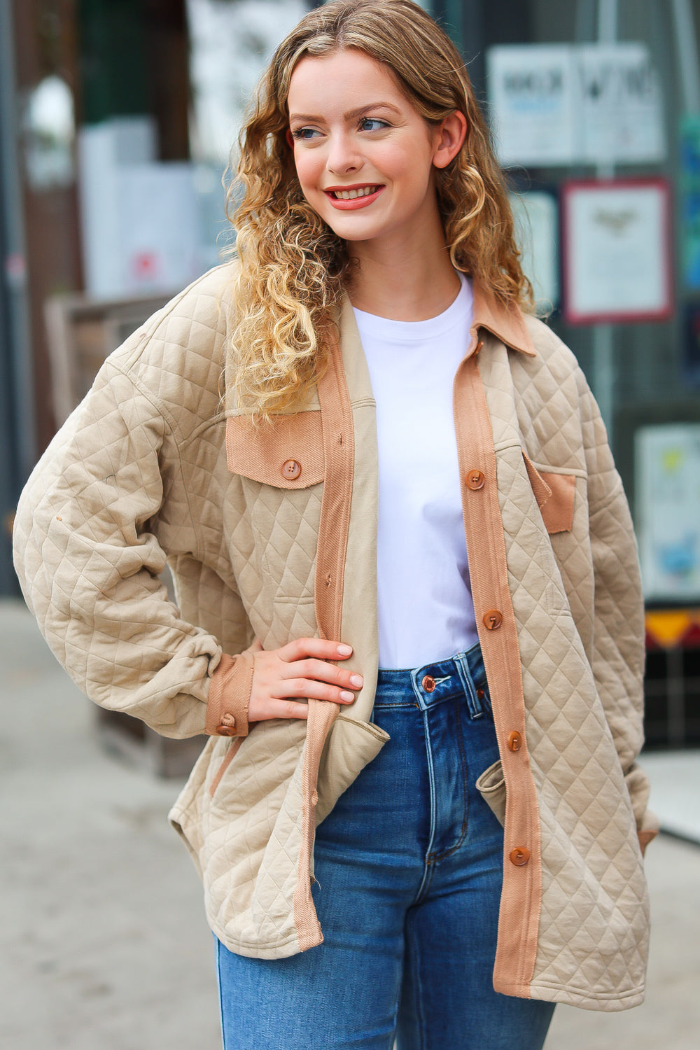 Eyes On You Taupe Quilted Knit Button Down Shacket - Stylish Women's Lightweight Jacket for Fall & Winter Fashion, Office Wear and Casual Outfits