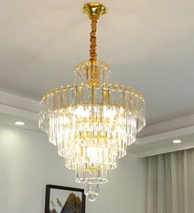 TFCFL Modern Luxury Crystal Chandelier Ceiling Light - 4-Head LED Hanging Lamp with K9 Crystal Lampshade, Energy Saving Pendant Fixture for Bedroom, Living Room, Kitchen & Bar - Perfect for Dining Areas, Entryways and Luxury Home Decor