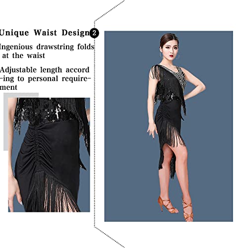Women's Sexy Fringe Tassel Latin Dance Dress for Salsa, Rumba, Ballroom, and Party Performances