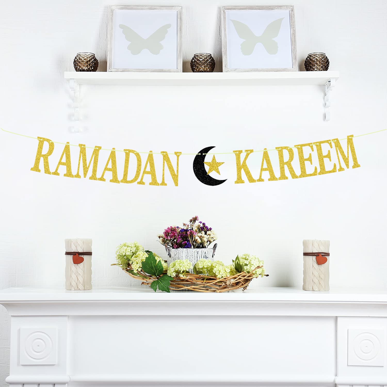Ramadan Kareem Banner - Happy Eid Decorations for Islamic Festival & Party Supplies - 2023 Hajj Mubarak & Umrah Mubarak Decor - Perfect for Home, Mosque & Community Celebrations