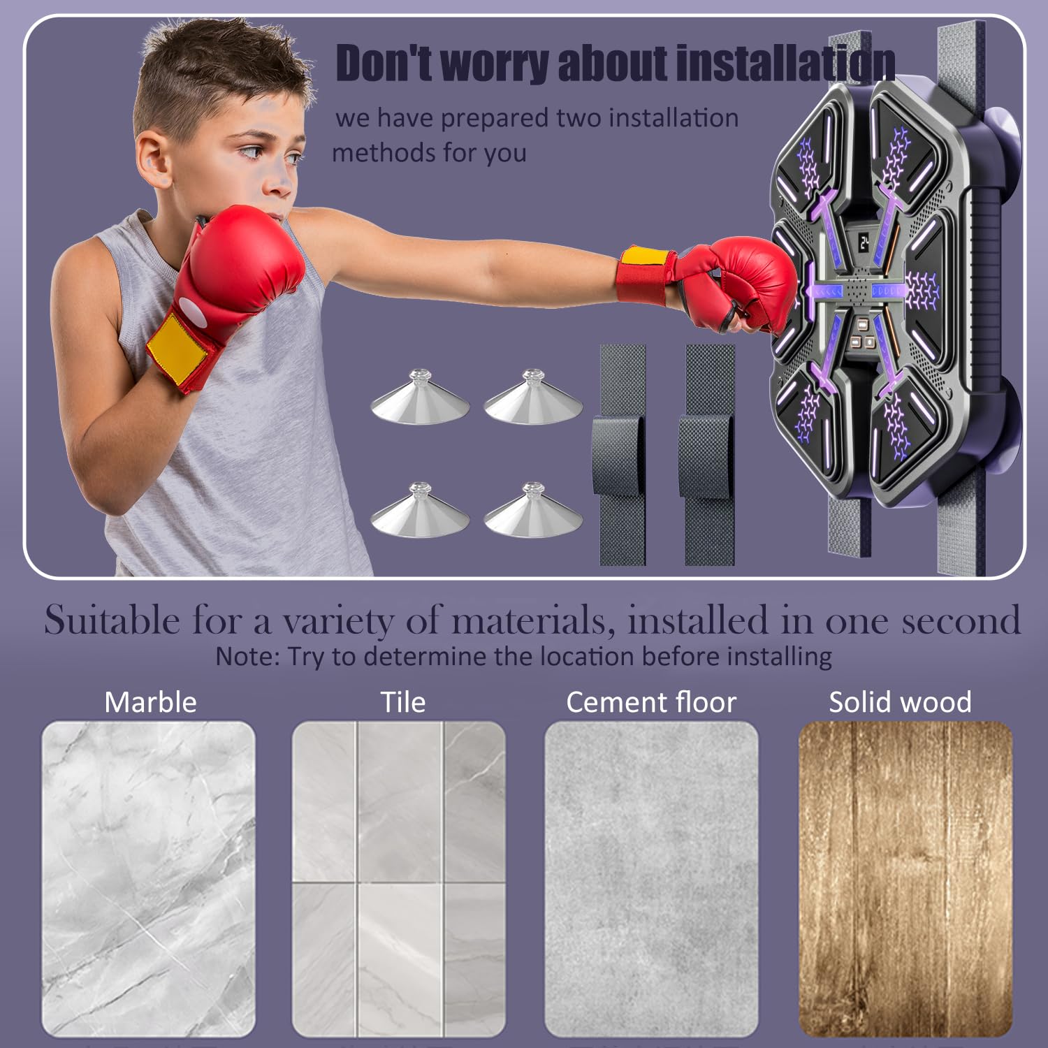Junbinwon&NP 2025 Upgraded Music Boxing Machine with Leather Gloves - Wall Mounted Punching Bag for Boxing Training, Home Gym & Office Workout Equipment | Perfect for Kids & Adults Fitness, Stress Relief & Cardio Exercise