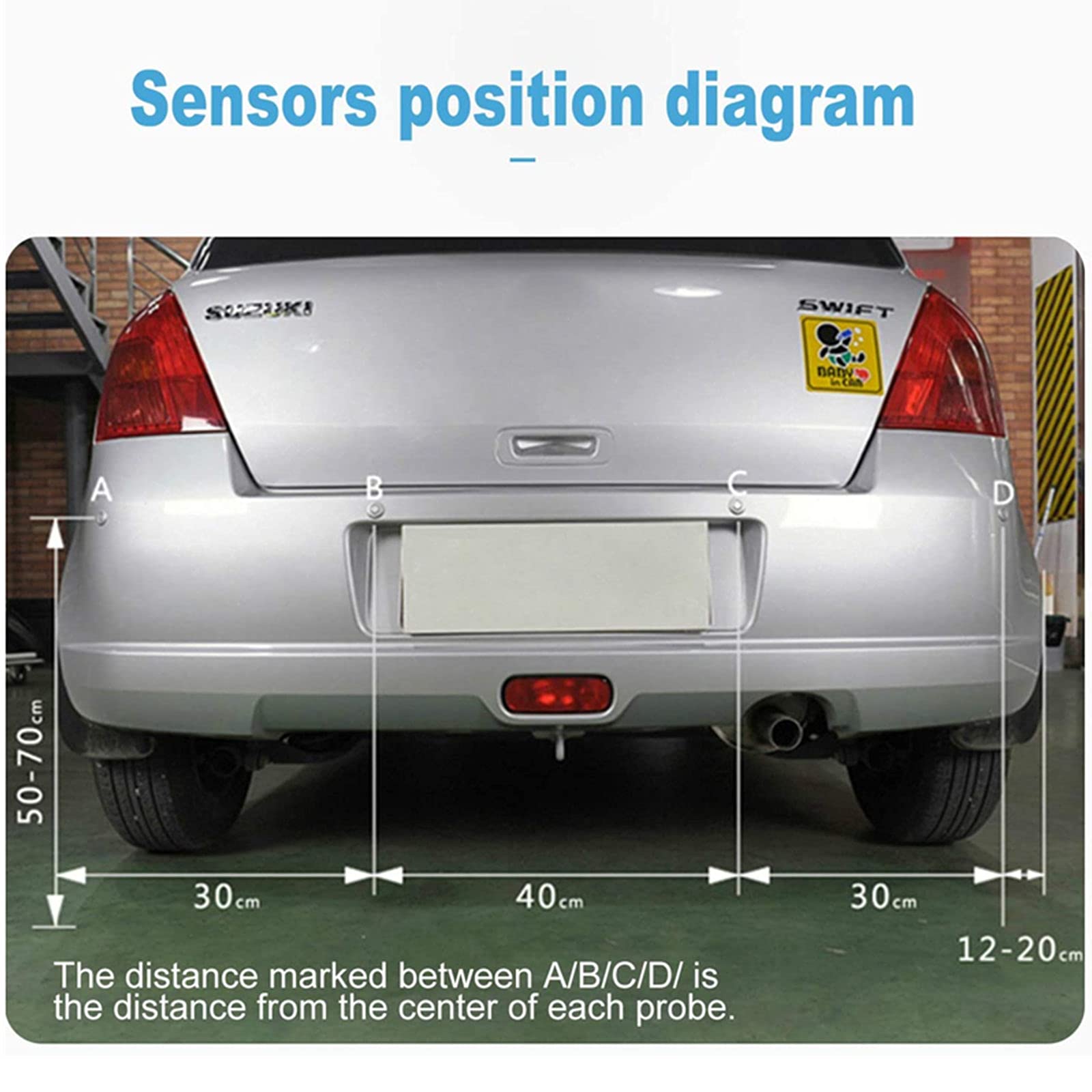 OSAN Reversing Radar System - 4 Sensor Parking Aid Kit with Digital LED Display & Beeper Alarm for Cars, Trucks, SUVs | Easy Backing & Parking Assistance | White