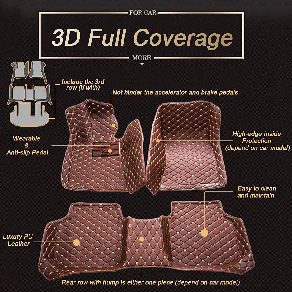 Premium Waterproof Leather Car Floor Mats for Volvo S80 2006-2009 - Luxury All-Weather Protection Floor Liners with Full Coverage (Coffee Brown) - Perfect for Daily Commutes, Road Trips & Winter Driving