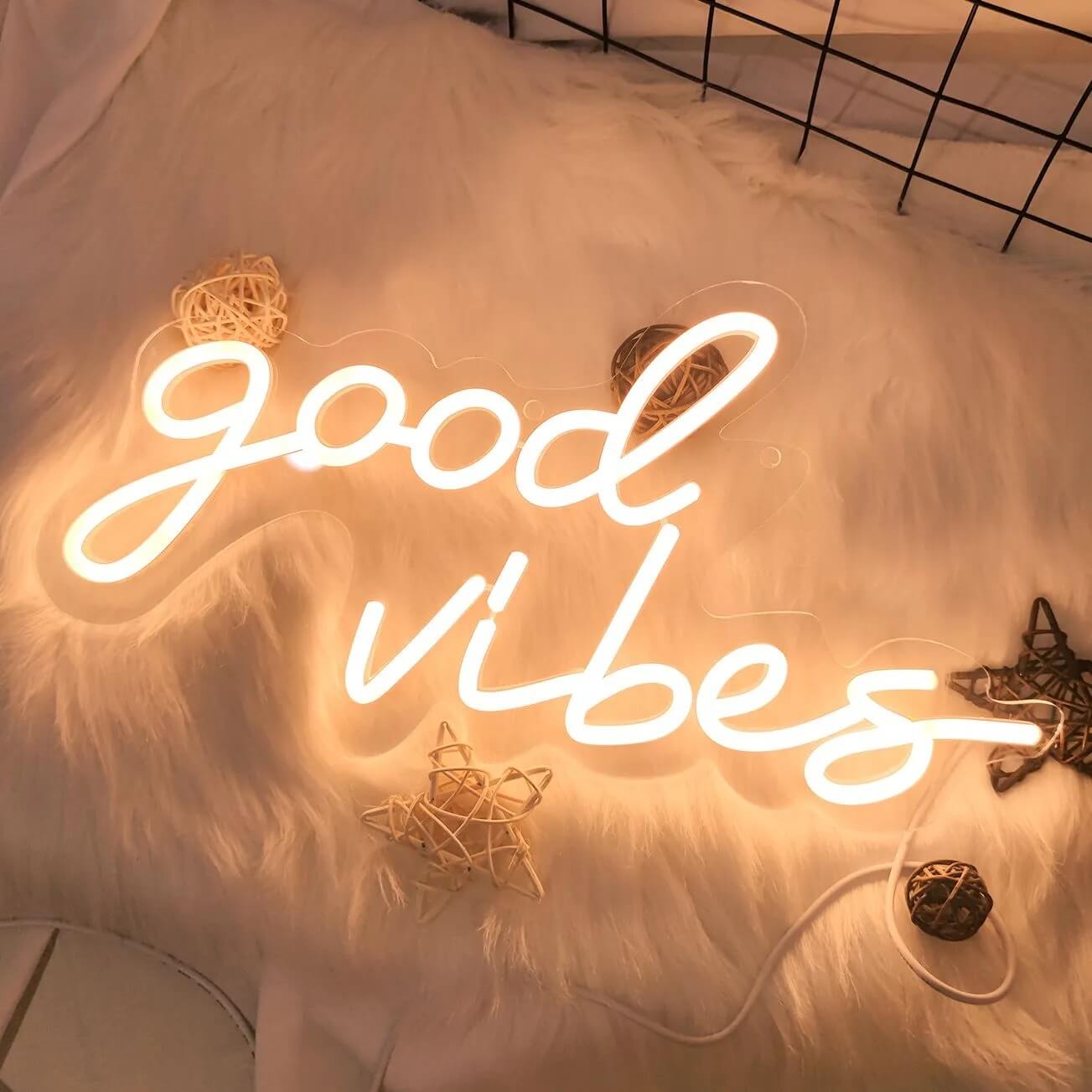 Good Vibes Wall Neon Sign - Custom LED Neon Light for Home, Bar, Cafe & Bedroom Decor - Perfect for Parties, Weddings & Gifts