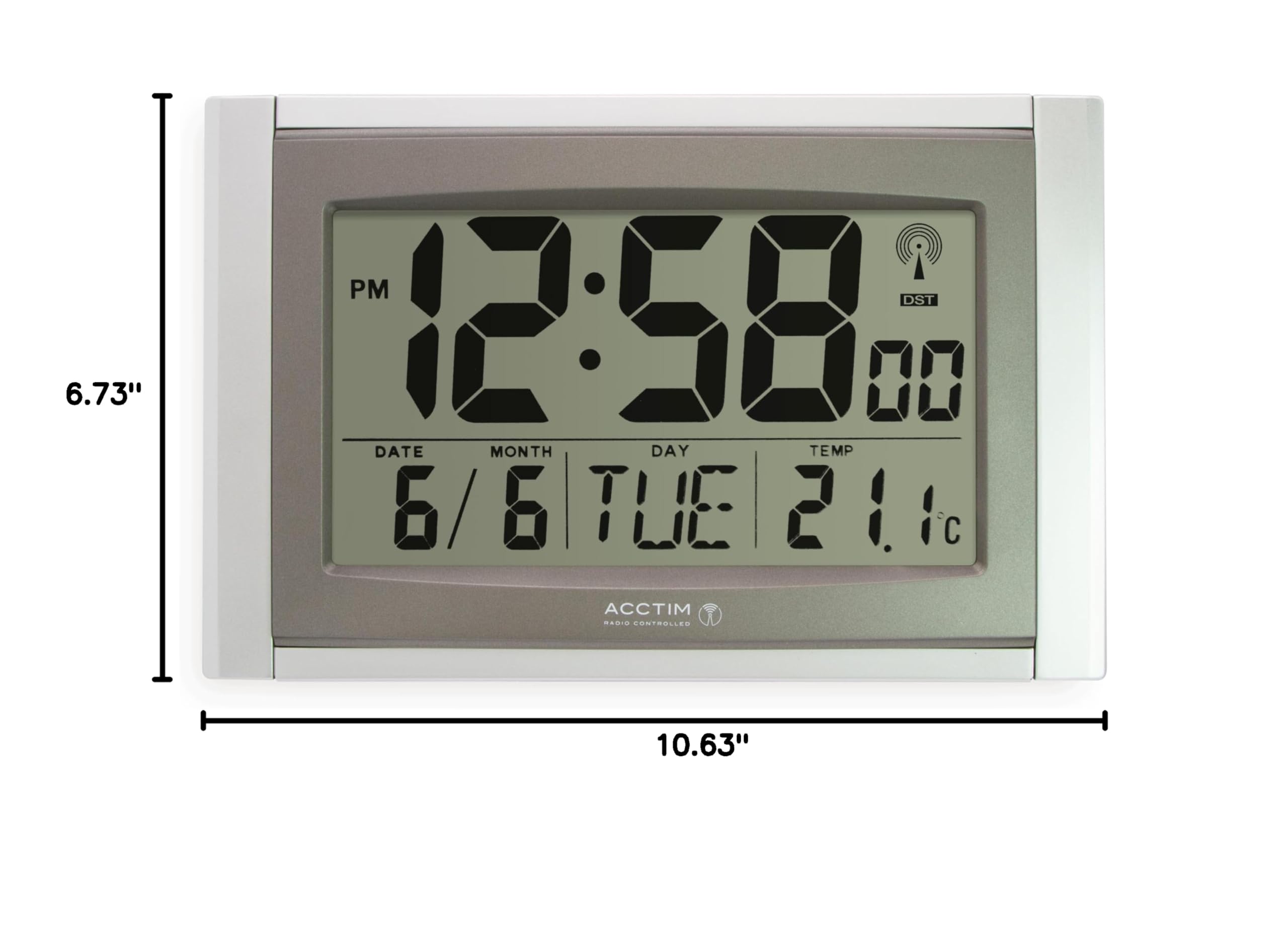 Stratus Smartlite Wall and Desk Clock - Silver | Modern Digital Alarm Clock with LED Display, USB Charging Port & Night Light | Perfect for Bedroom, Office, and Home Decor