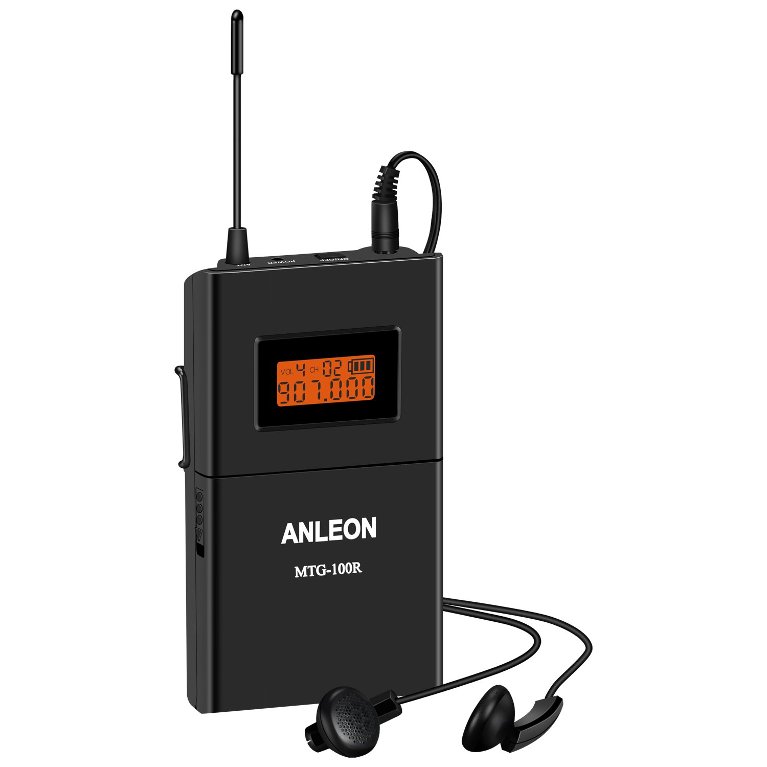 ANLEON MTG-100 Wireless Tour Guide System with Acoustic Transmission & Simultaneous Translation - 1 Transmitter & 1 Receiver for Museum Tours, Factory Visits & International Conferences