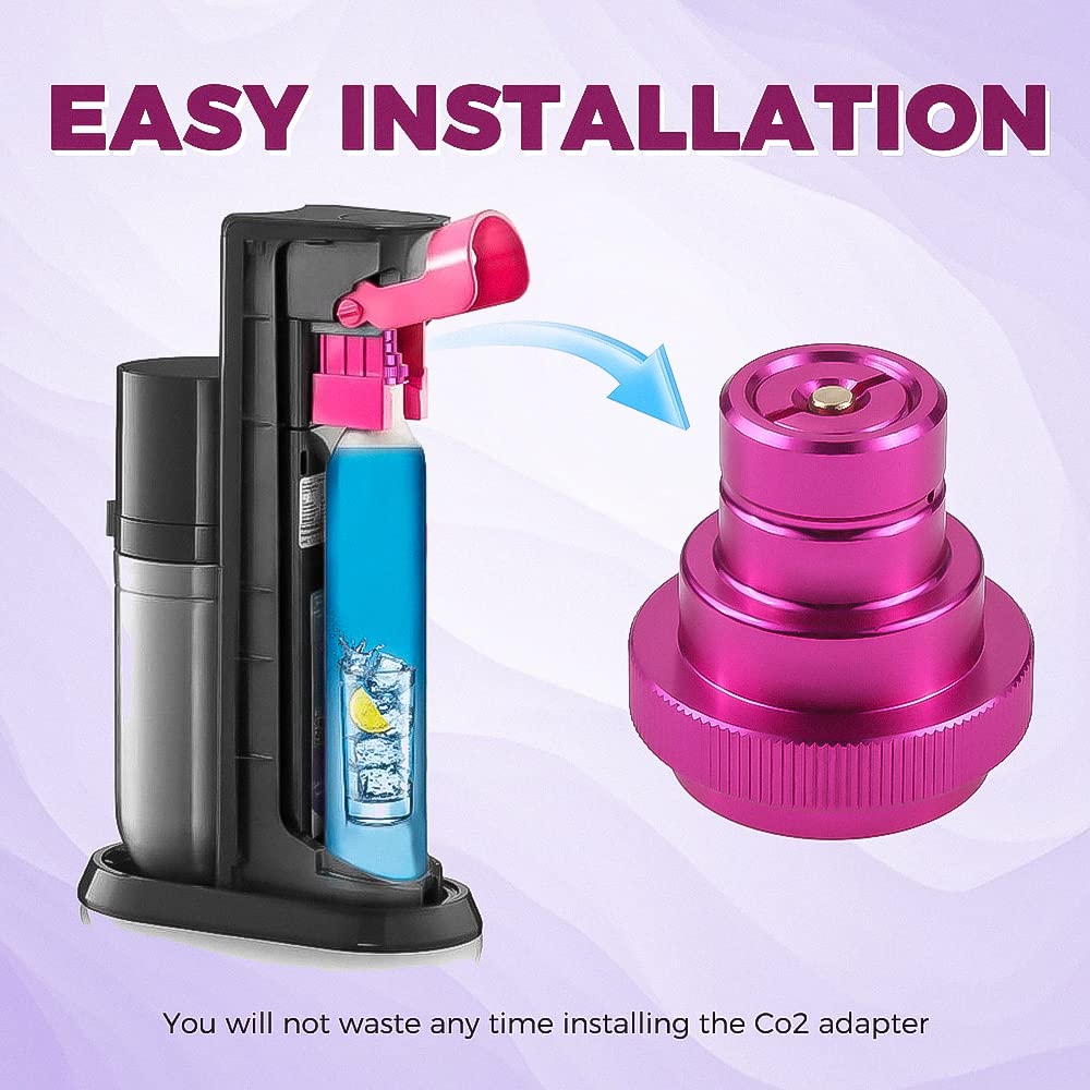 CO2 Quick Adapter for Soda Water Bubbler - Compatible with DUO, Terra & Art Sparkling Water Makers | SodaStream Accessories Replacement Part | Purple | Perfect for Home Carbonation & DIY Sparkling Drinks