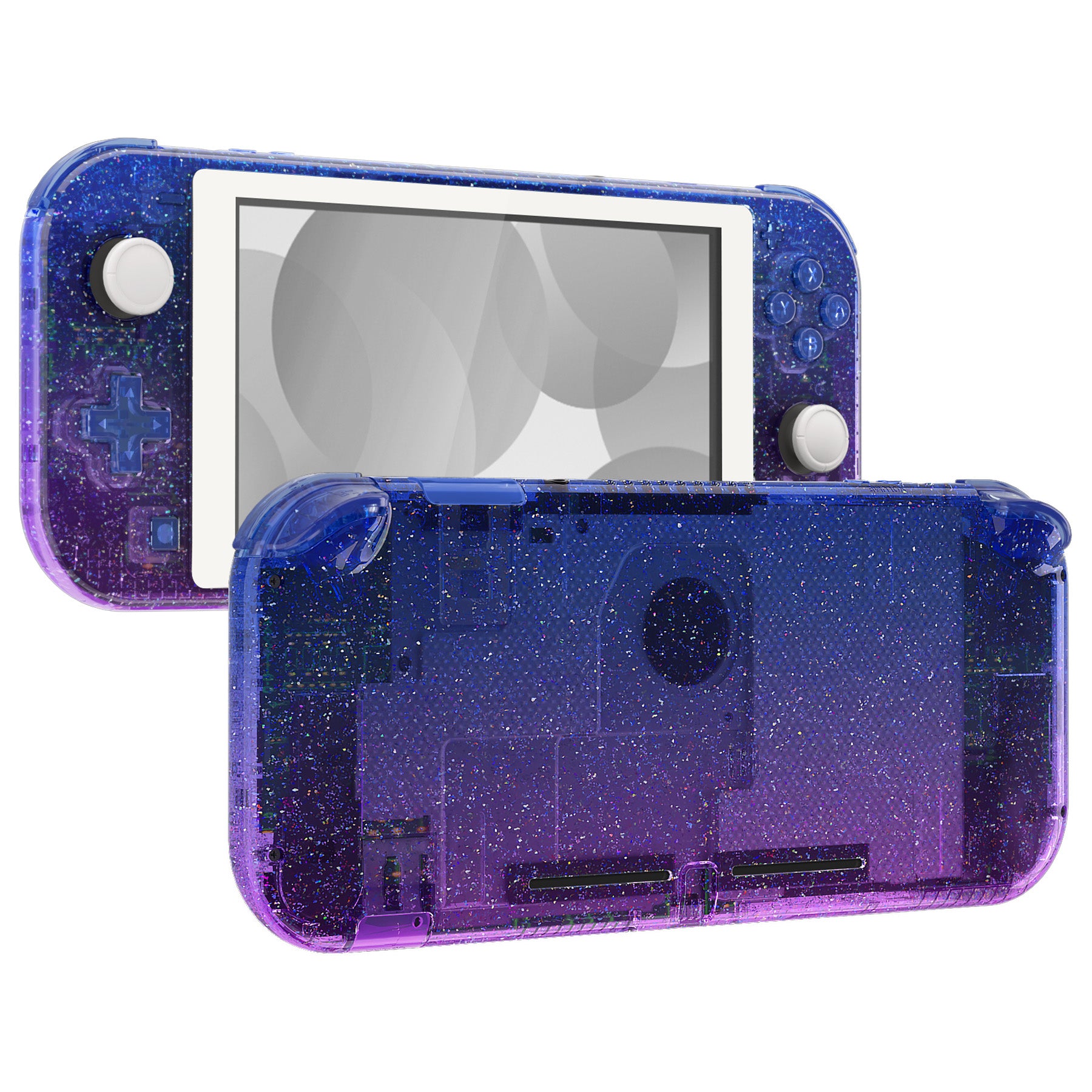 eXtremeRate Glitter Gradient Translucent Bluebell DIY Replacement Shell for Nintendo Switch Lite - Custom Controller Housing with Screen Protector | Perfect for Gaming Enthusiasts & Switch Lite Modders | Enhance Your Handheld Console Style
