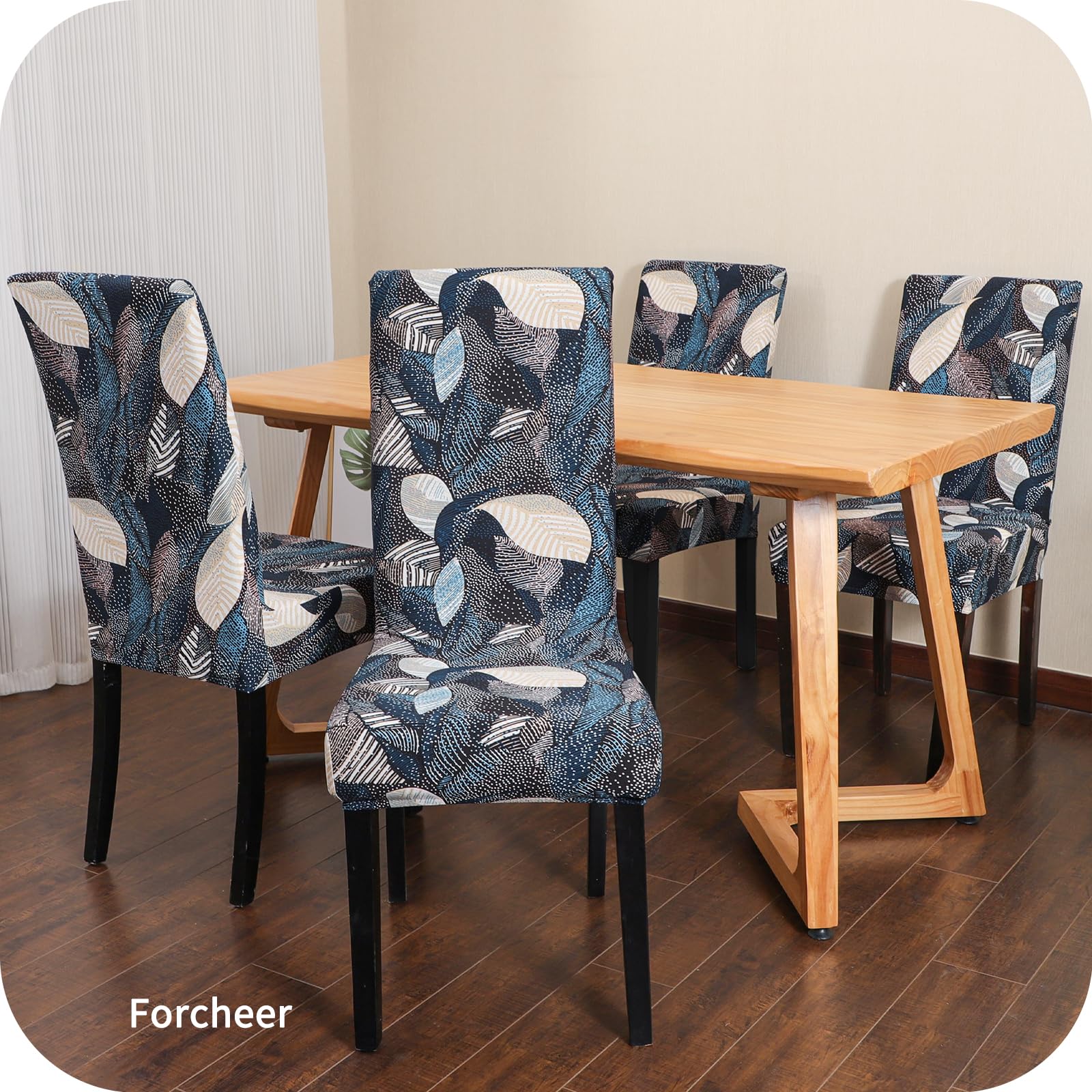 FORCHEER Stretch Dining Chair Covers Set of 6 - Floral Pattern Washable Slipcovers for Kitchen & Dining Room Chairs | Perfect for Home Decor, Parties & Everyday Use