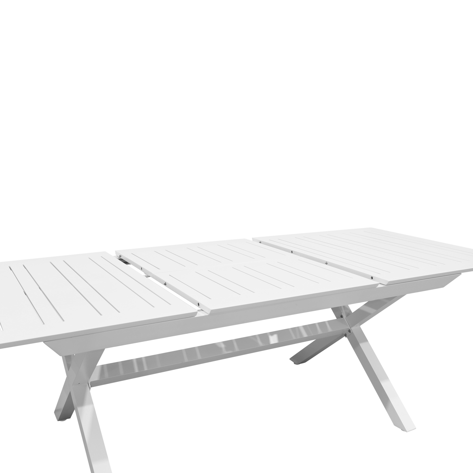 White Caribbean Outdoor Extension Dining Table with Wicker Chairs - Perfect for Patio, Garden, and Poolside Entertaining