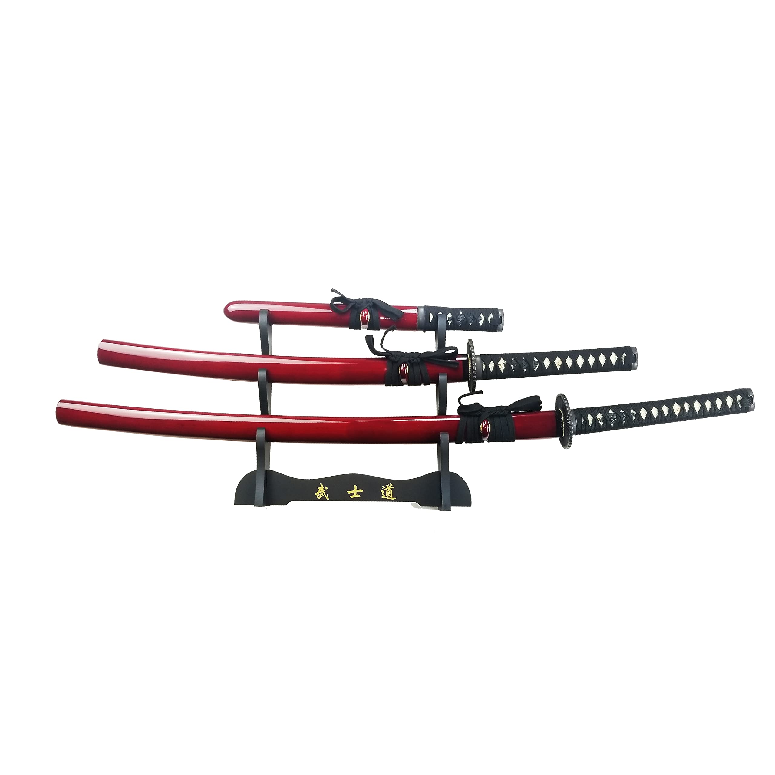 Authentic Hand-Forged Samurai Sword Set - 3-Piece Black Katana Collection | Perfect for Martial Arts Training, Cosplay & Home Decor