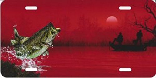 Bass Fishermen Red License Plate - Durable & Stylish for Trucks, Cars & Boats - Perfect for Fishing Enthusiasts & Outdoor Adventures