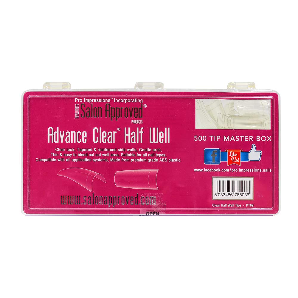 Professional Clear Cut Out & Half Well Nail Tips with Brush-On Glue Kit - 500pcs Fake Nails for Salon & DIY Manicure - Perfect for Acrylic, Gel & Press-On Nail Extensions