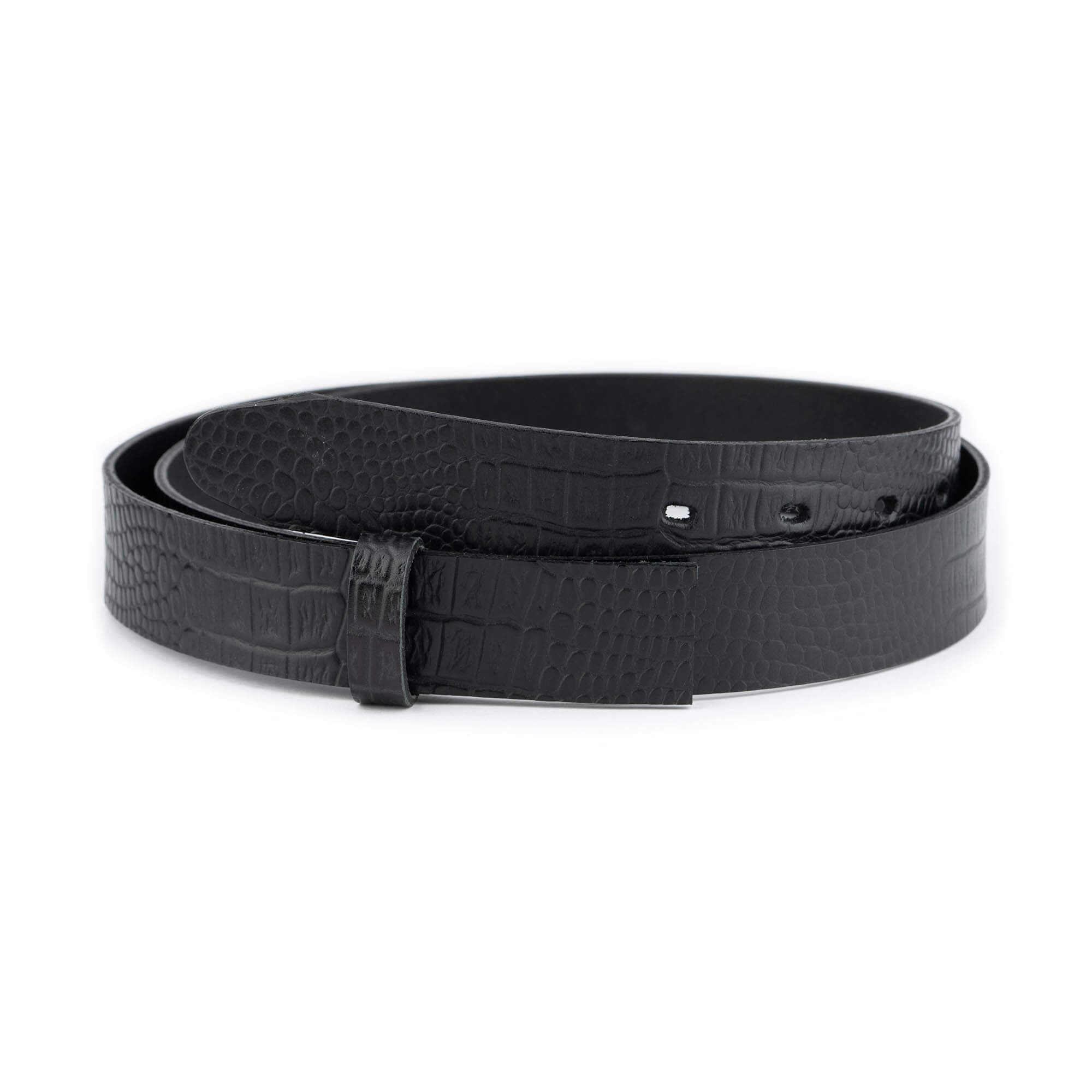 3.0 cm Black Crocodile Embossed Leather Belt Replacement Strap for Montblanc Buckles - Premium Dress Belt for Business & Formal Occasions