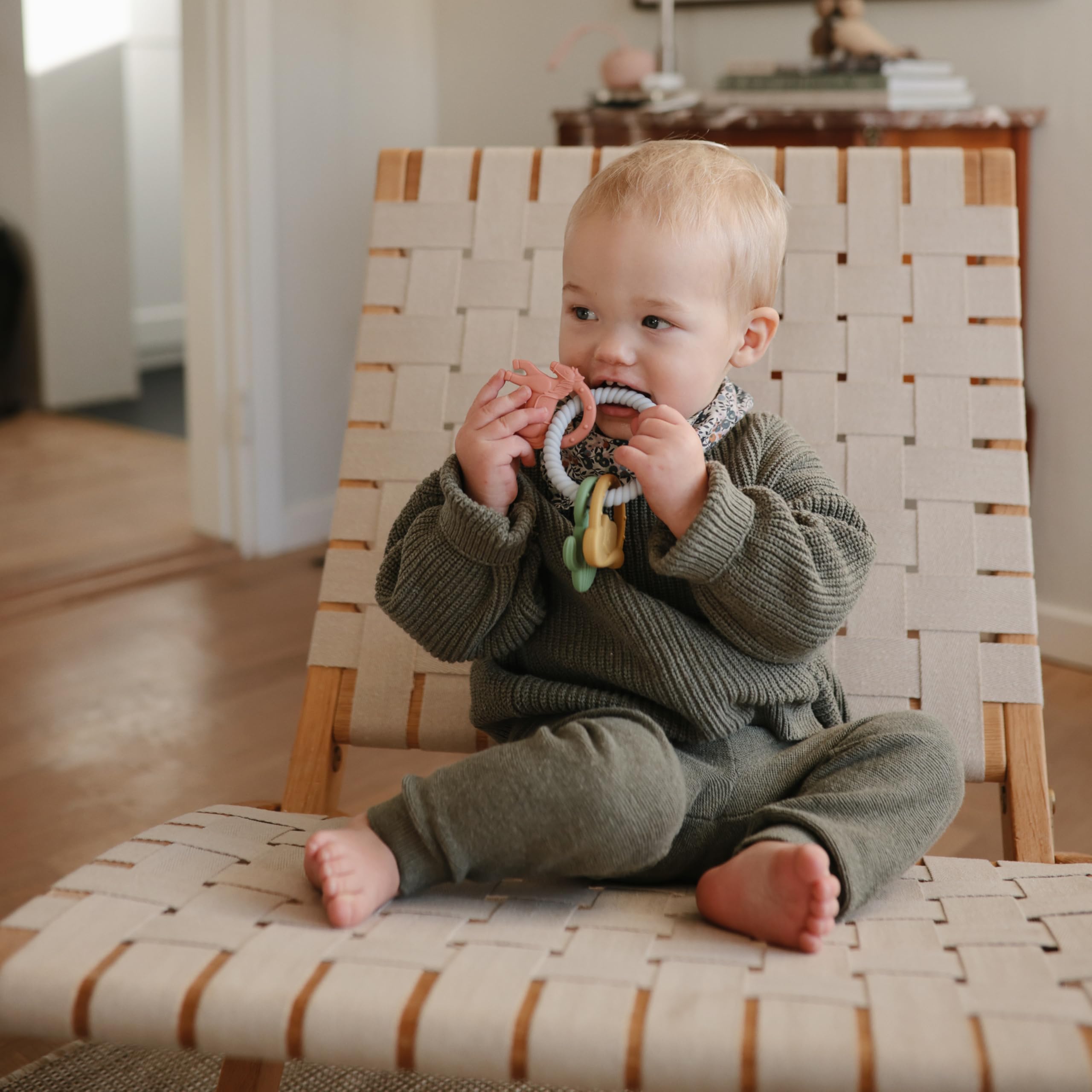 Mushie Silicone Western Teething Ring Toy for Babies - Safe & BPA-Free Teether for Soothing Sore Gums - Perfect for Infants & Toddlers During Teething, Travel & Playtime