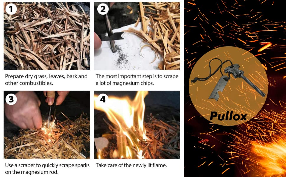 Premium 12cm Magnesium Fire Starter with 8mm Rod - Heavy Duty, Waterproof & Windproof Survival Tool (Includes Scraper, Ruler, Bottle Opener & Wrench) for Camping, Hiking and Emergency Preparedness